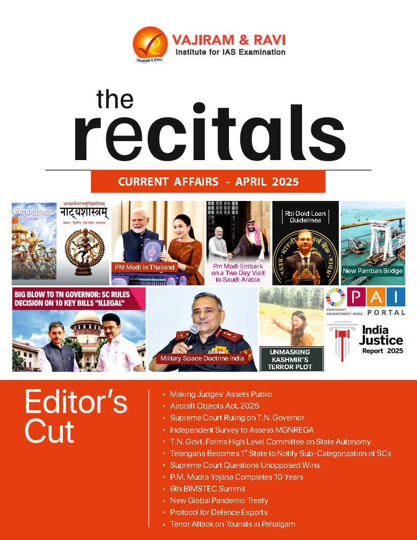 Vajiram and Ravi the Recitals Monthly Current Affairs April 2025 English Medium