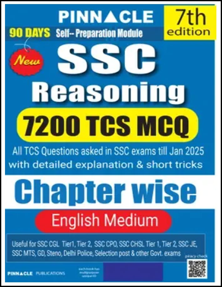 Pinnacle SSC Reasoning TCS Mcq Chapter Wise Coverage 7th Edition 2025 English Medium