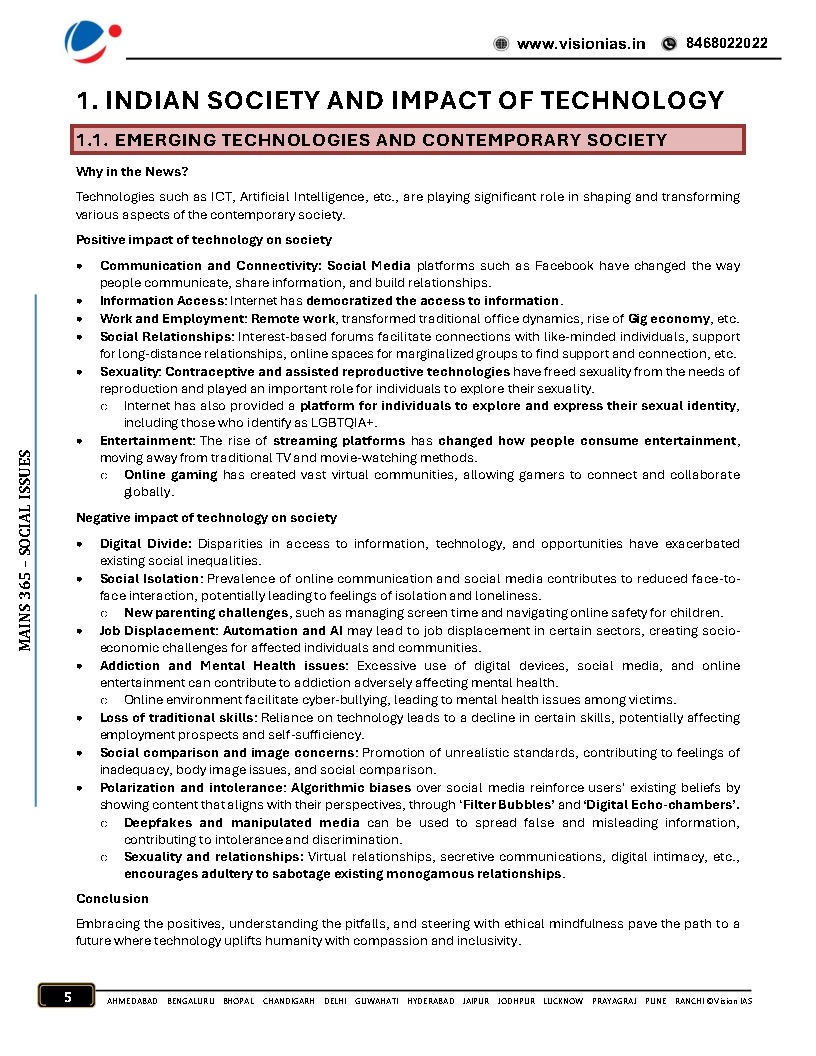 Vision Ias Social Issues June 2024 To May 2025 Mains 365 English Medium 2025