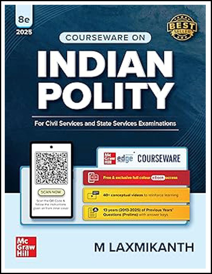 Mc Graw Hill Indian Polity By M Laxmikanth 8th Edition 2025 English Medium (Original Book)