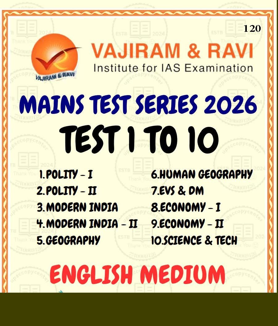 VAJIRAM AND RAVI MAINS TEST 1 TO 10 ENGLISH MEDIUM 2026