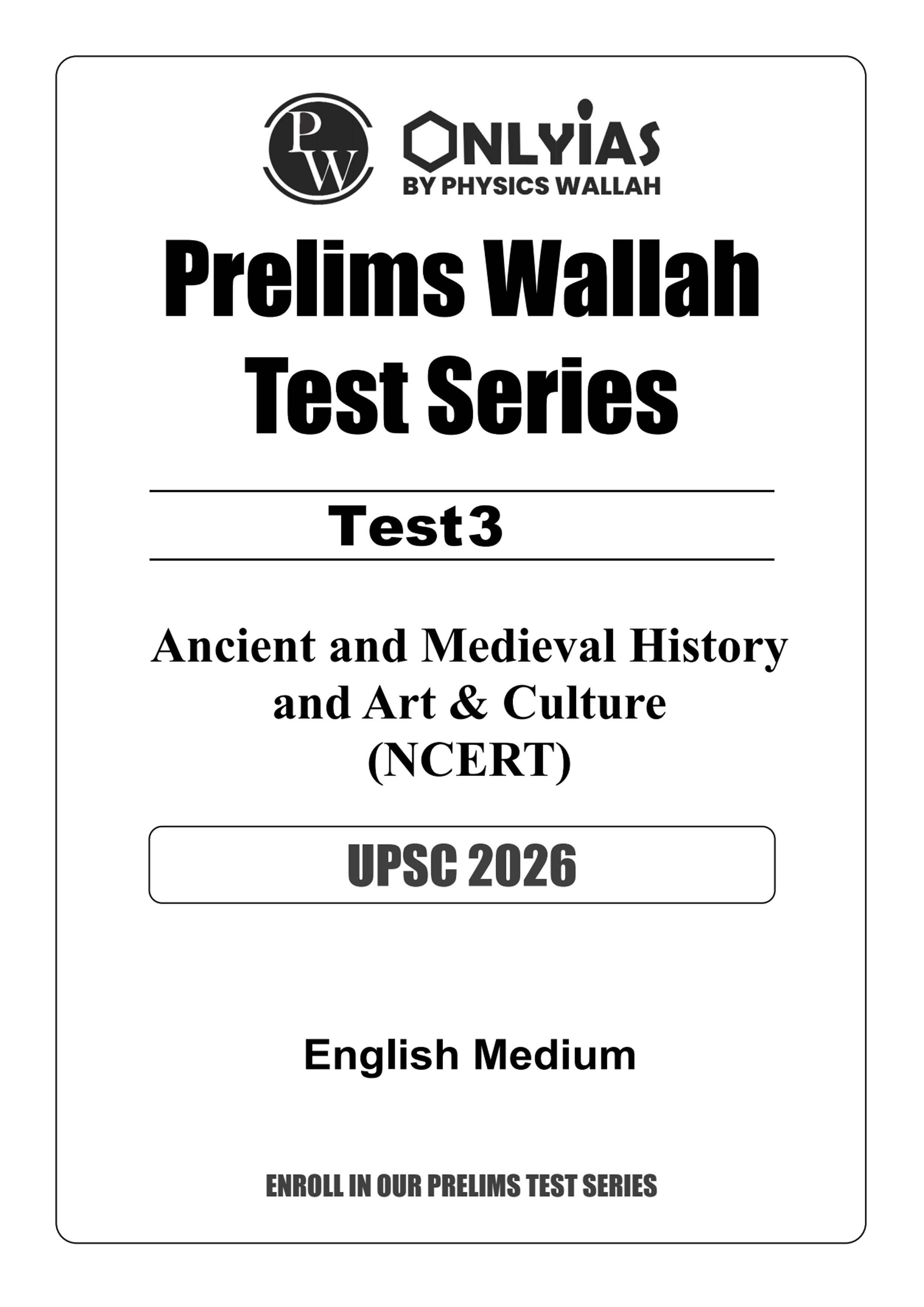 Only Ias Prelims Test Series 2026 Prelims Test 3 English Medium