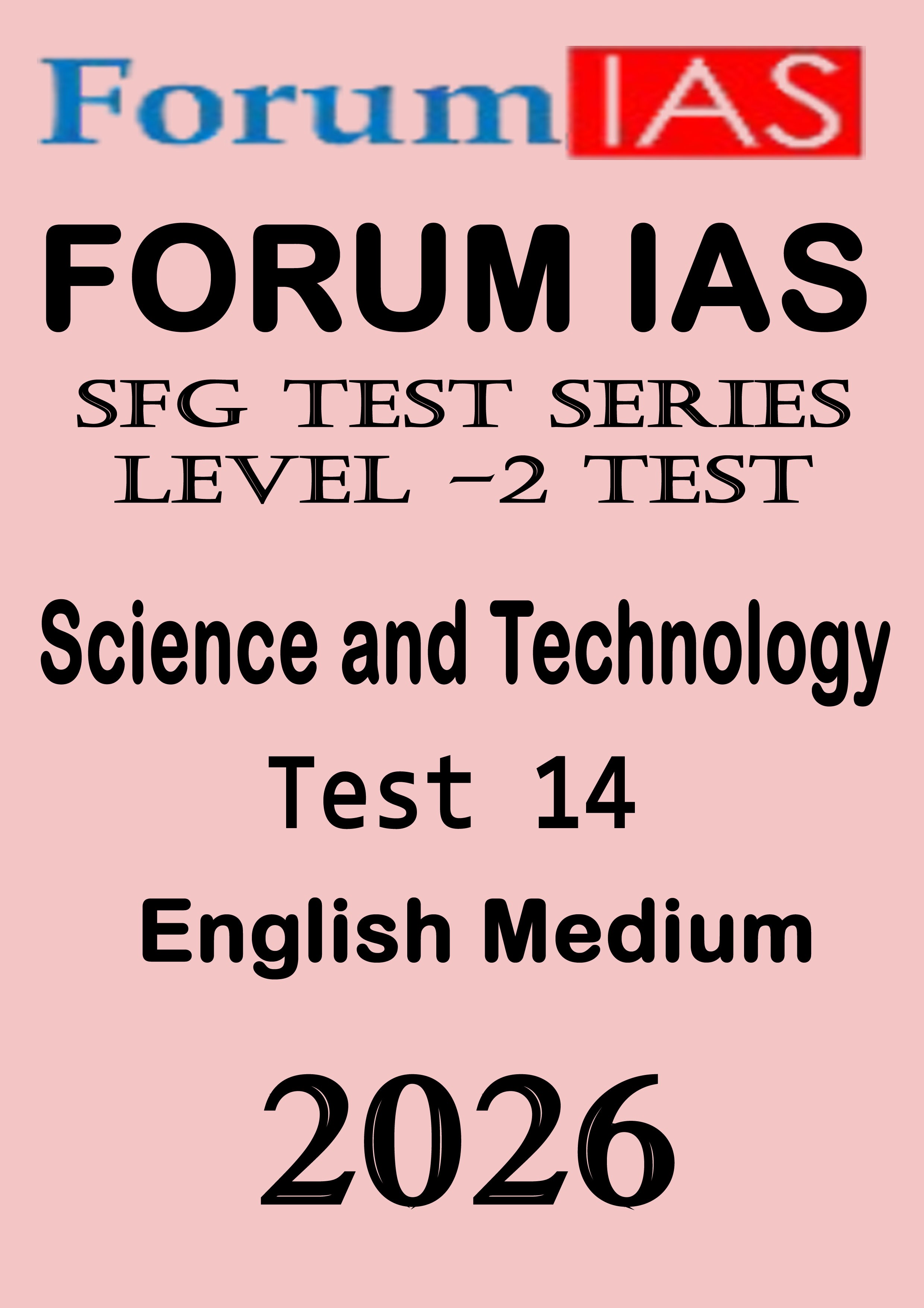 Forum Ias SFG Level - 2 Prelims Test - 14 English Medium 2026