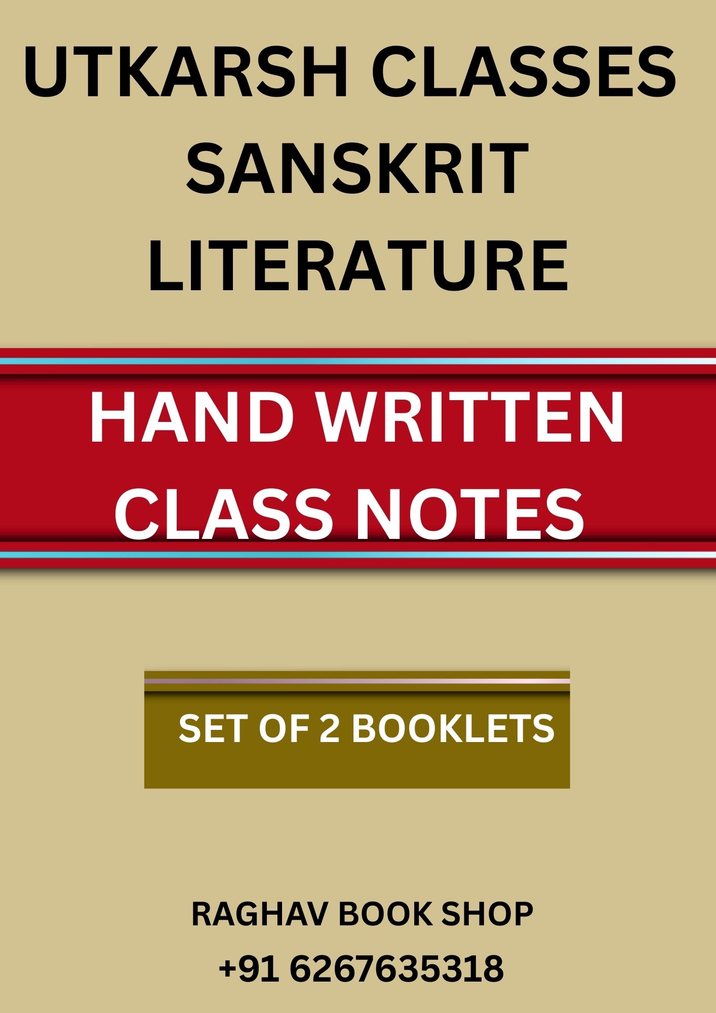 UTKARSH CLASSES SANSKRIT SAHITYA OPTIONAL NOTES SET OF 2 BOOKLETS