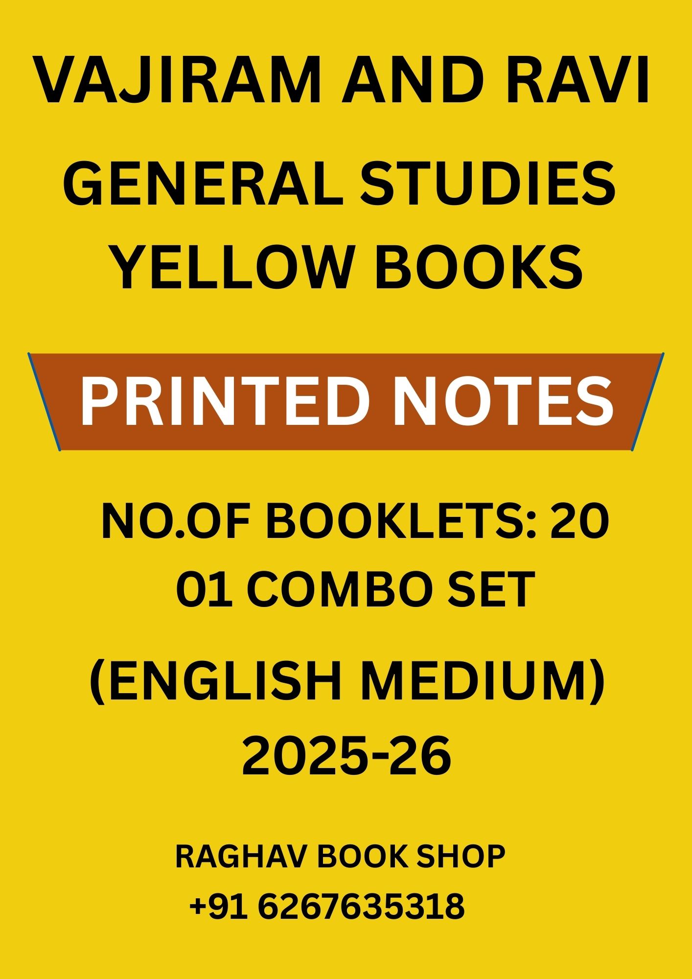 VAJIRAM AND RAVI GENERAL STUDIES YELLOW BOOK FULL SET PRINTED NOTES 2025-26 (ENGLISH MEDIUM) SET OF 20 BOOKLETS