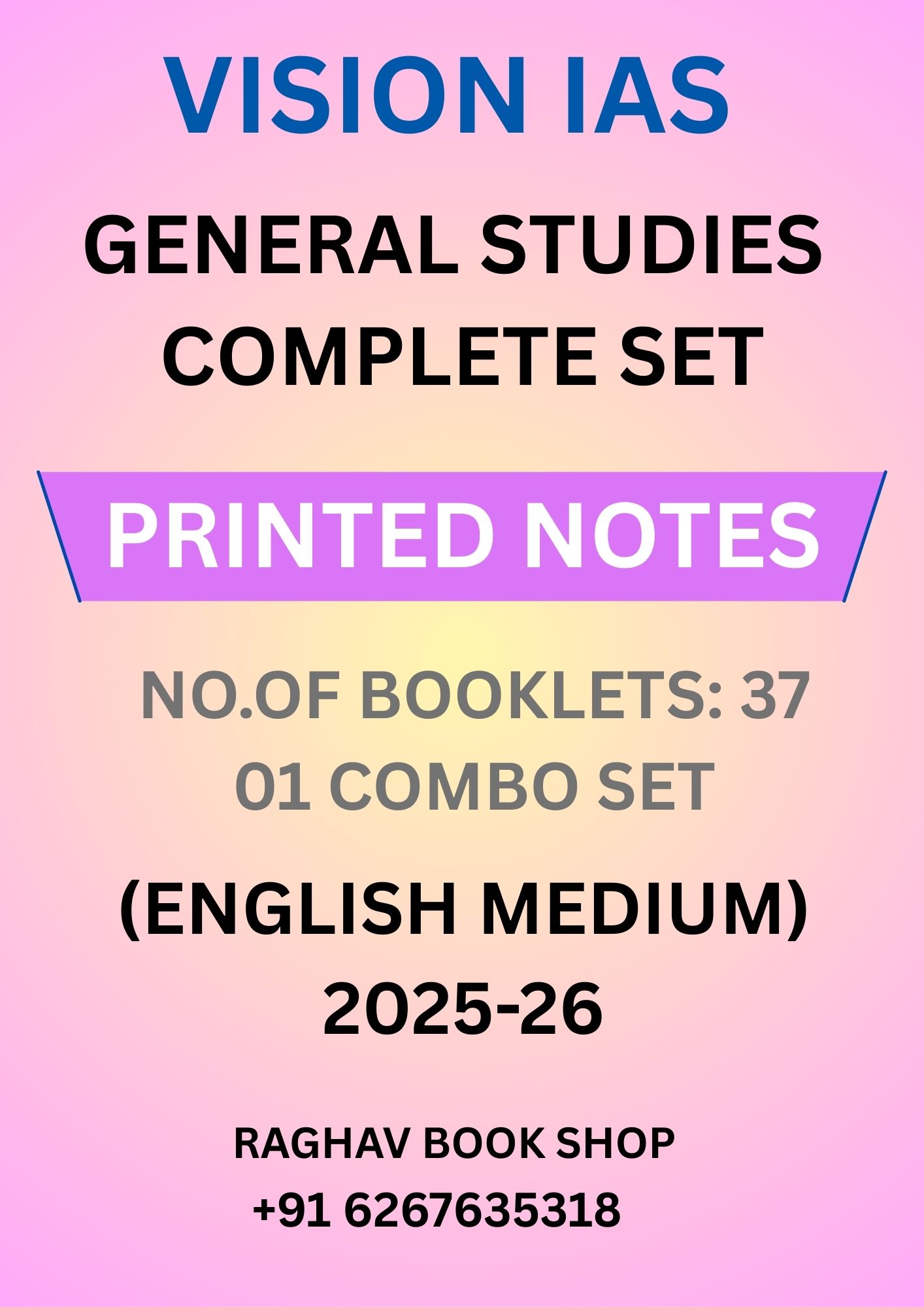 VISION IAS GENERAL STUDIES PRINTED FULL MATERIAL (ENGLISH MEDIUM) SET OF 37 BOOKLETS