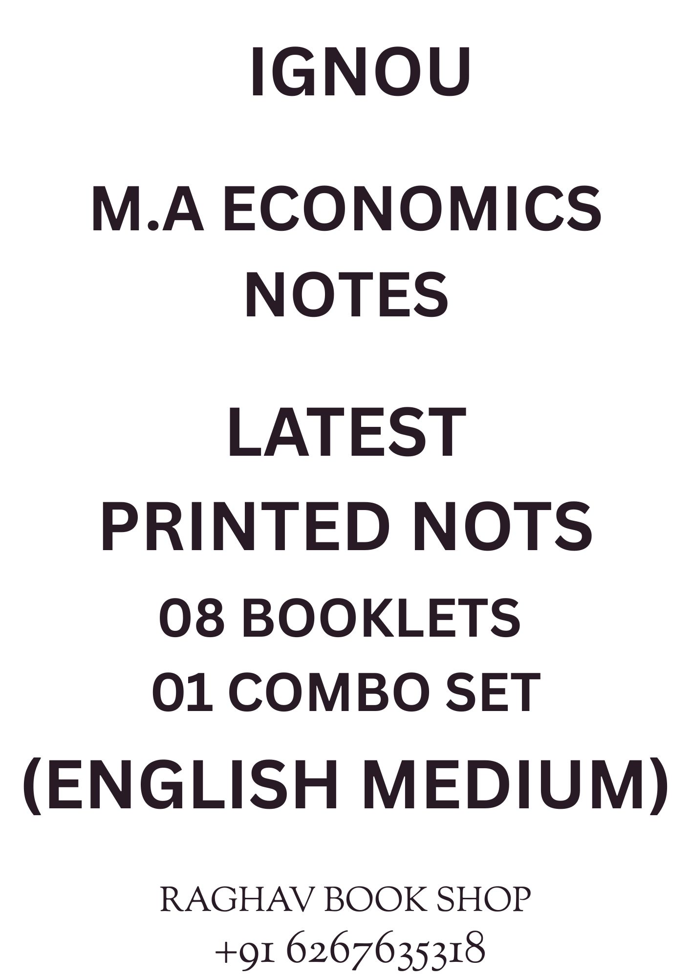 IGNOU M.A ECONOMICS STUDY MATERIAL PRINTED NOTES (ENGLISH MEDIUM) SET OF 7 BOOKLETS
