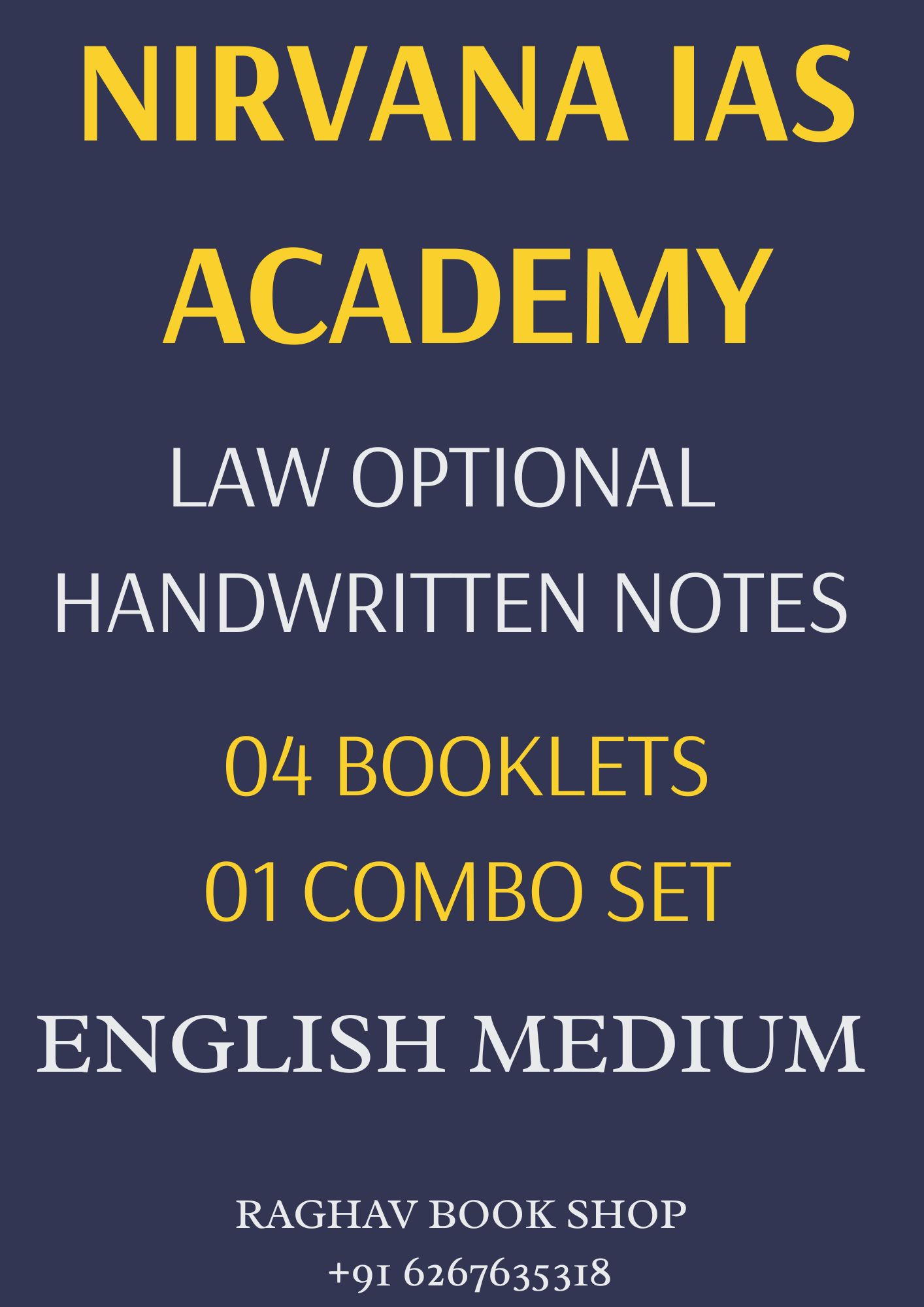 NIRVANA IAS LOW OPTIONAL UPSC HANDWRITTEN NOTES (ENGLISH MEDIUM) SET OF 4 BOOKLETS