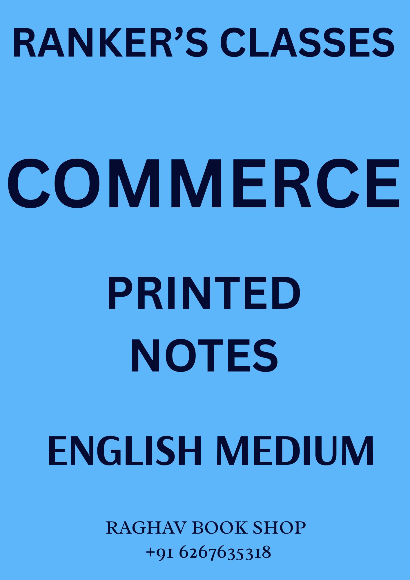 RANKER'S CLASSES COMMERCE PRINTED NOTES (ENGLISH MEDIUM) SET OF 11 BOOKLETS