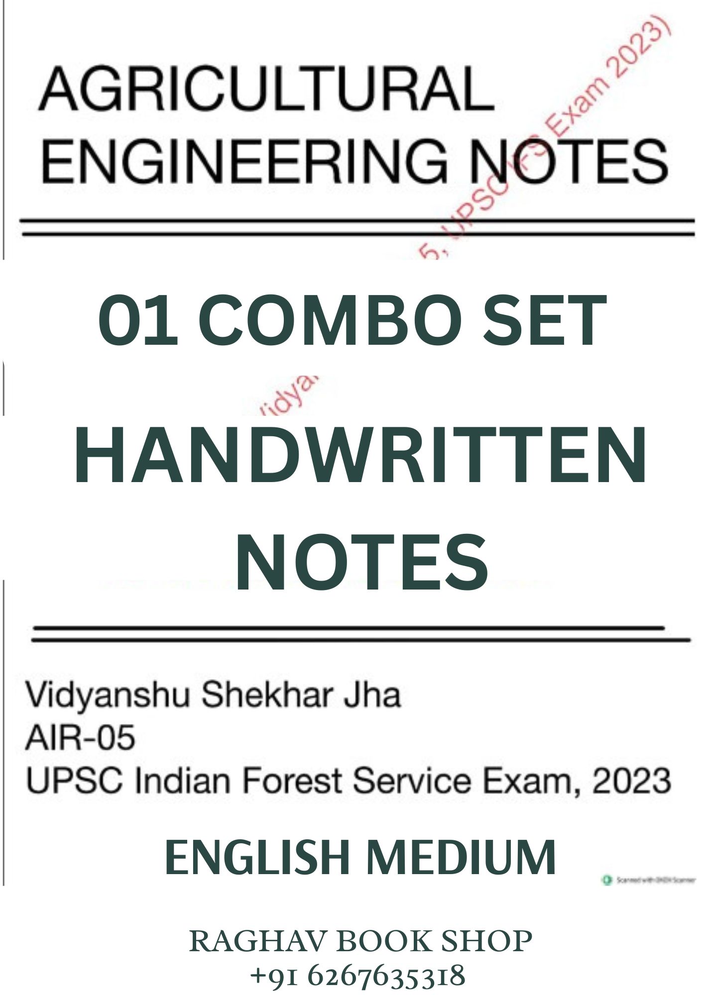 AGRICULTURAL ENGINEERING HANDWRITTEN NOTES BY VIDYANSHU SHEKHAR JHA (ENGLISH MEDIUM) SET OF 5 BOOKELTS