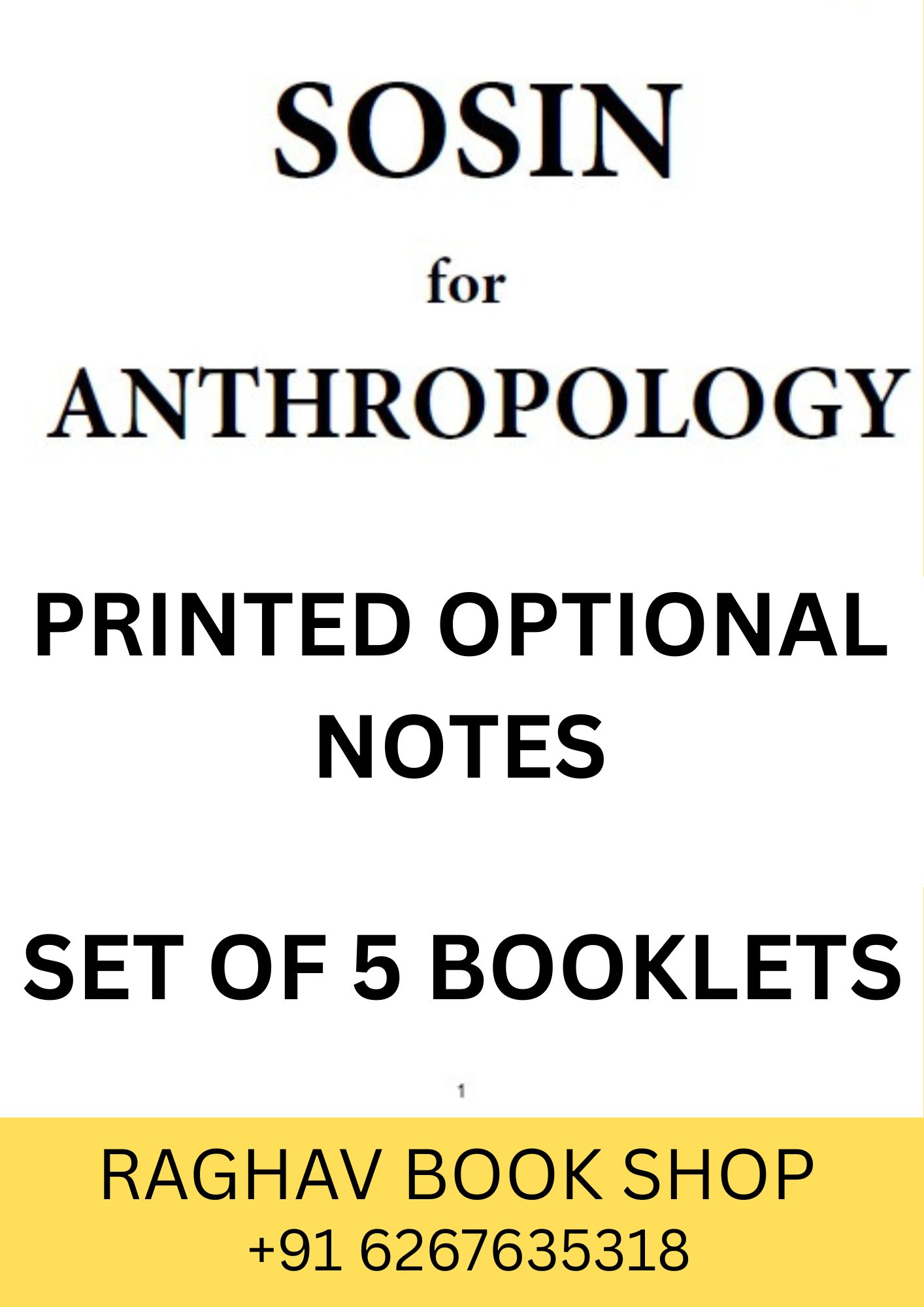 SOSIN MA'AM ANTHROPLOGY OPTIONAL PRINTED NOTES (ENGLISH MEDIUM) SET OF 5 BOOKLETS