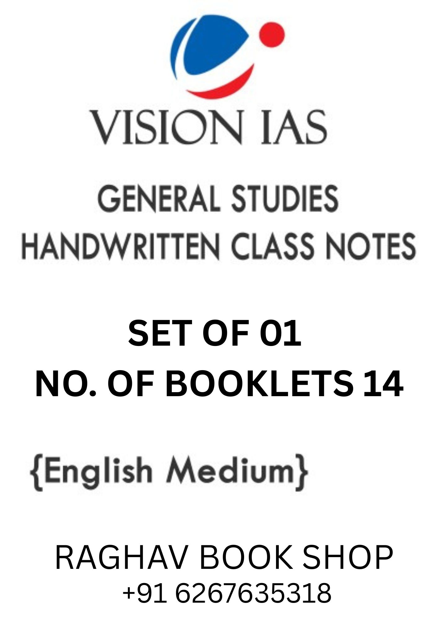 VISION IAS GENERAL STUDIES HANDWRITTEN NOTES (ENGLISH MEDIUM) SET OF 14 BOOKLETS