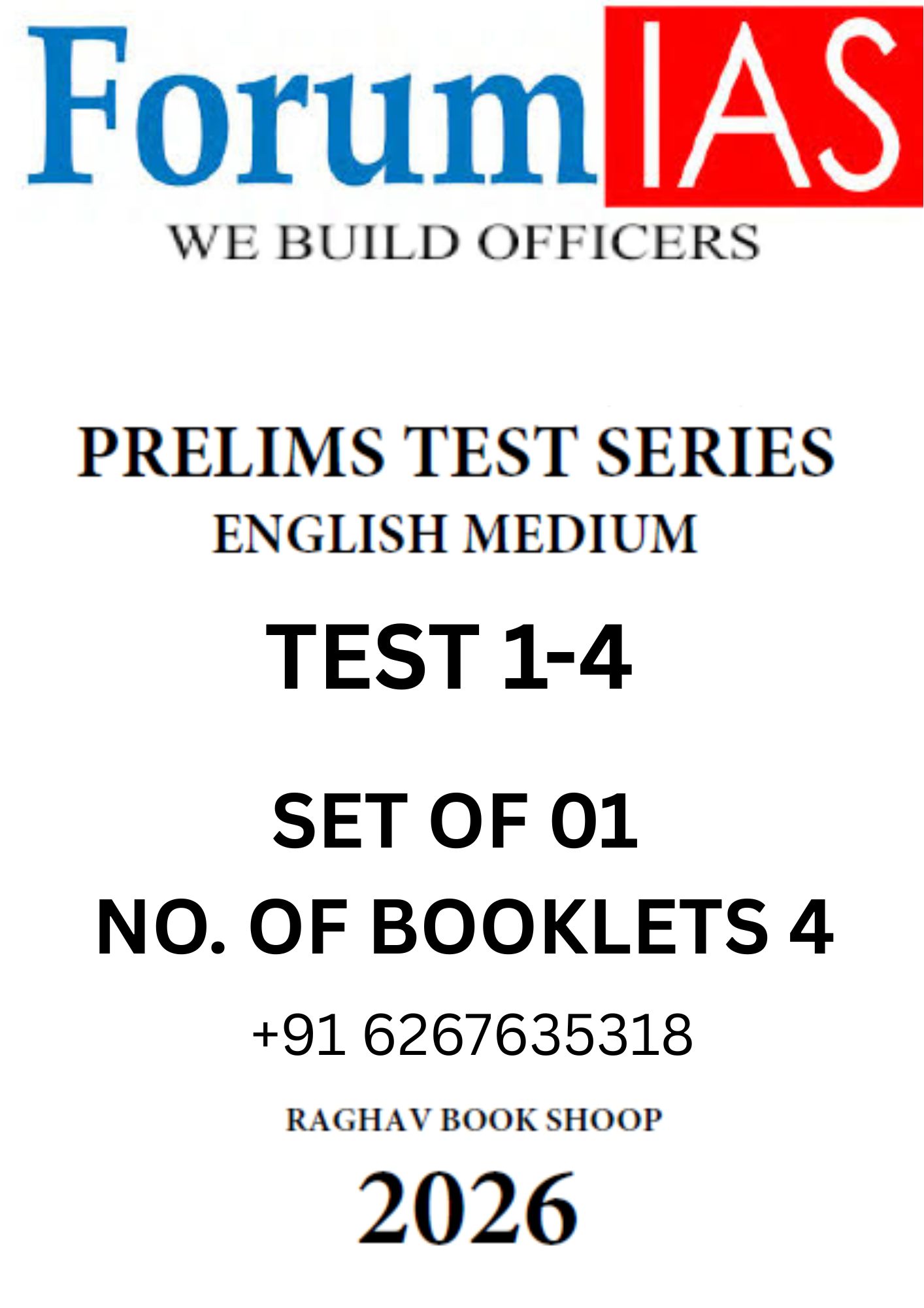 FORUM IAS PRELIMS TEST SERIES 1-4 (ENGLISH MEDIUM) SET OF 4 TEST