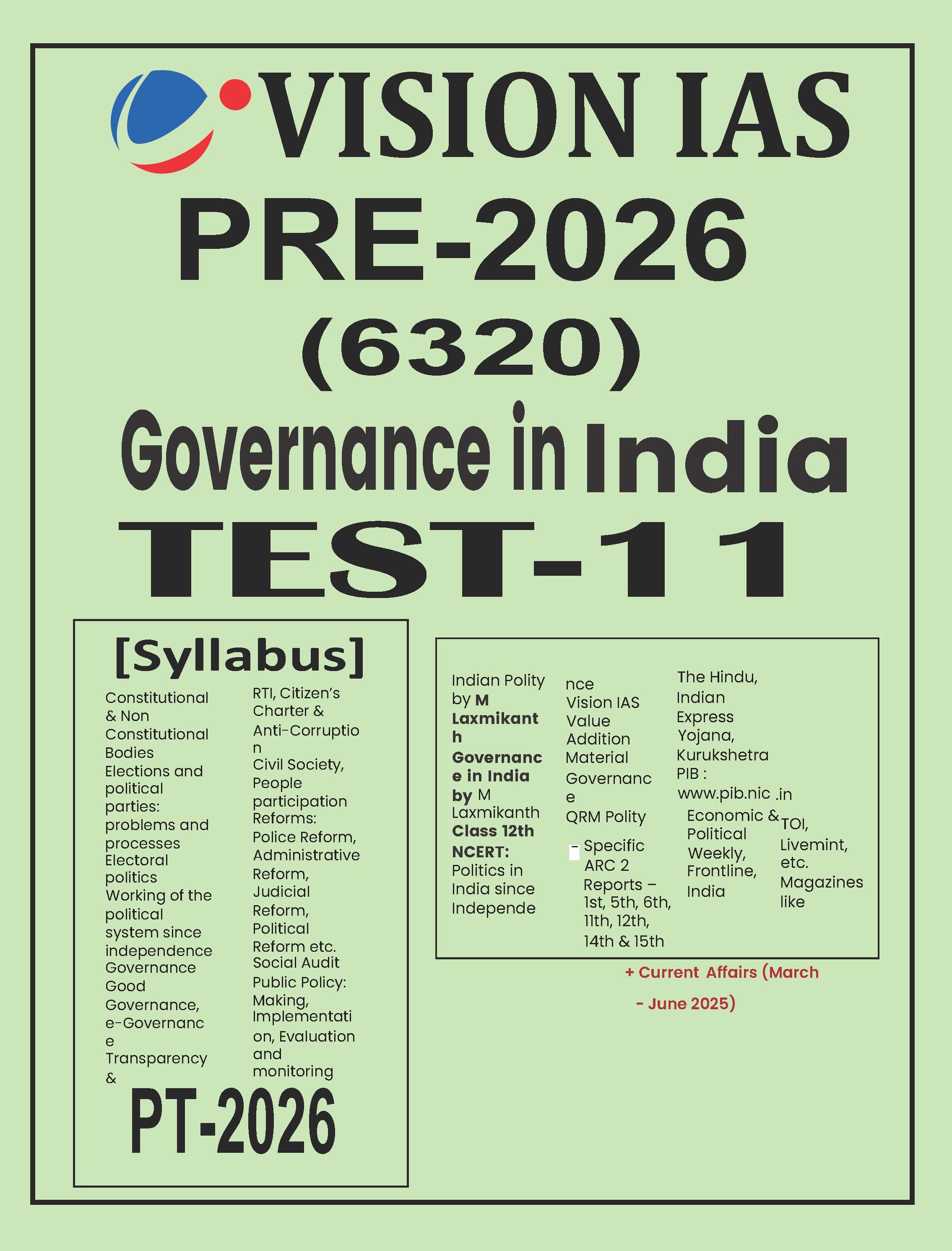 Vision Ias General Studies Prelims Test Series 11 English Medium 2026
