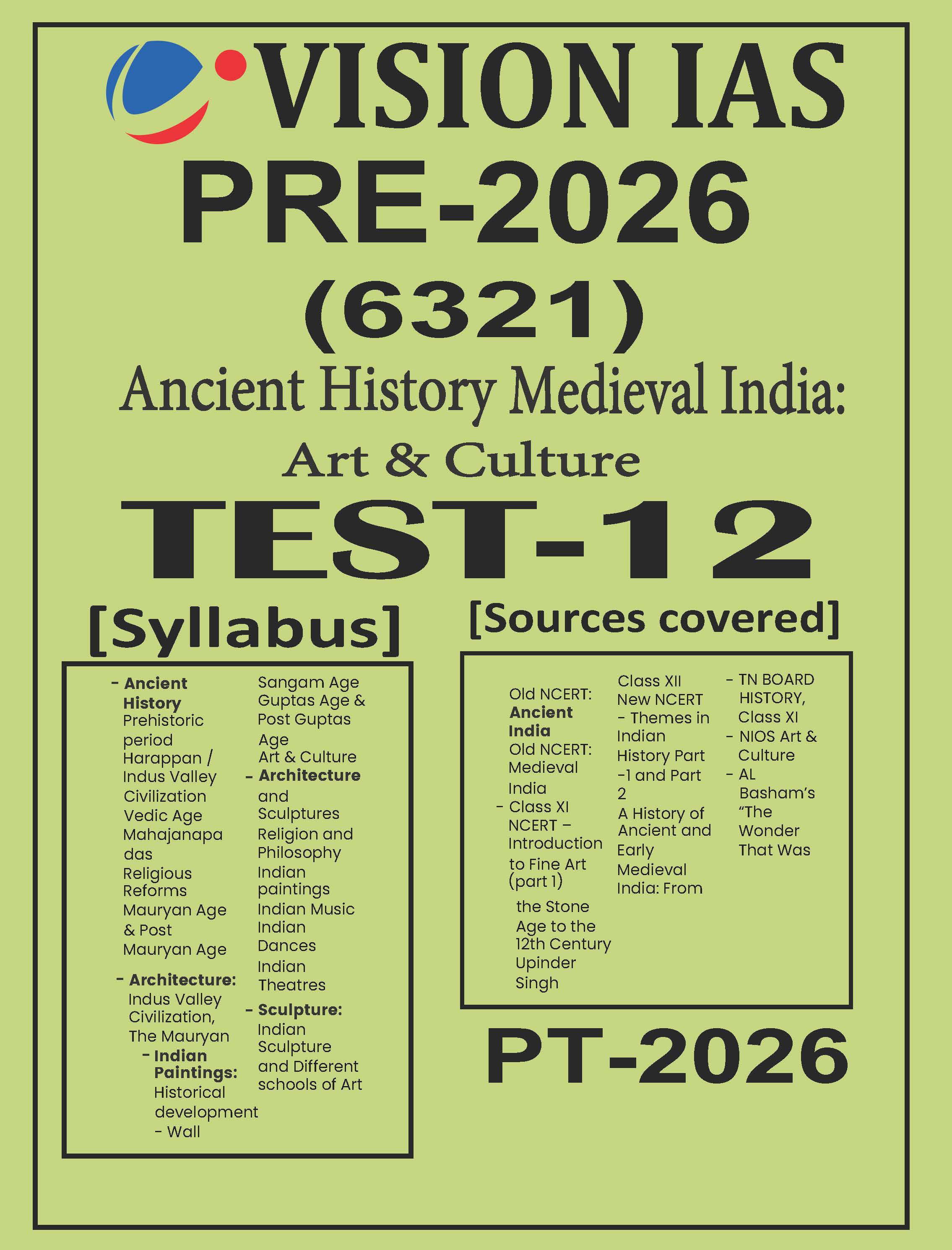 Vision Ias General Studies Prelims Test Series 12 English Medium 2026