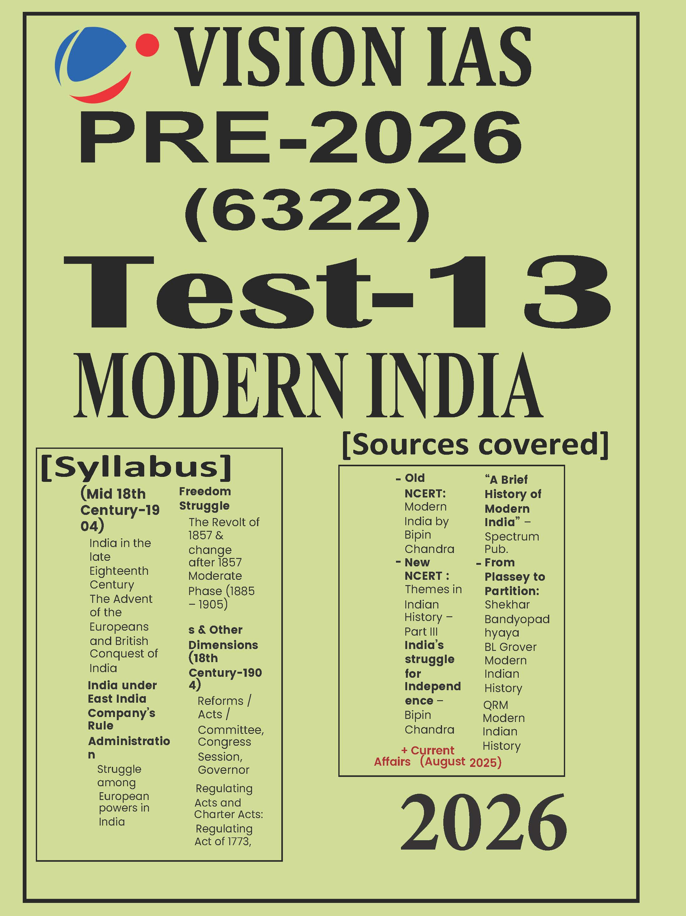 Vision Ias General Studies Prelims Test Series 13 English Medium 2026