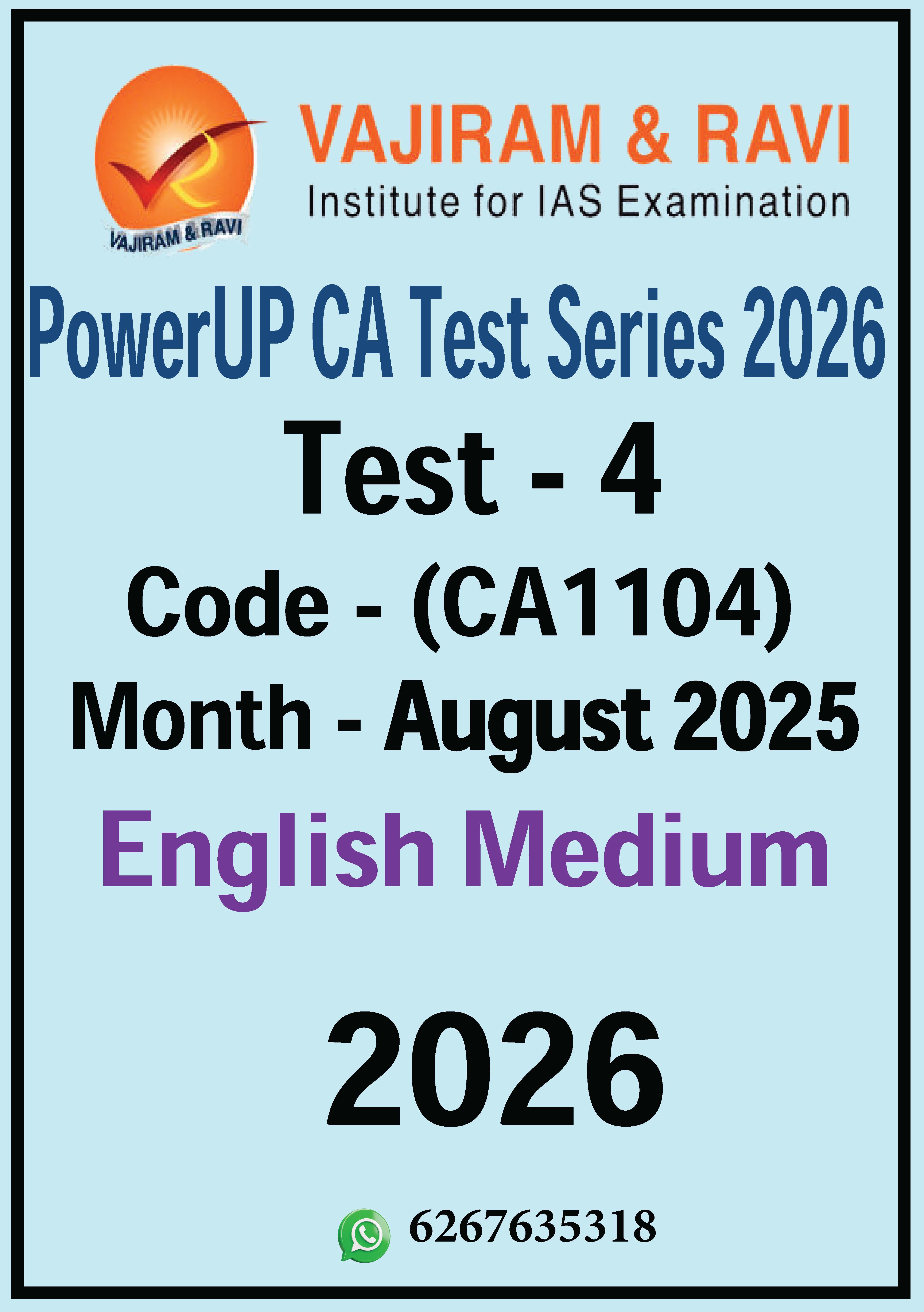 vajiram and ravi test series Month  AugustN Current Affairs – 2026