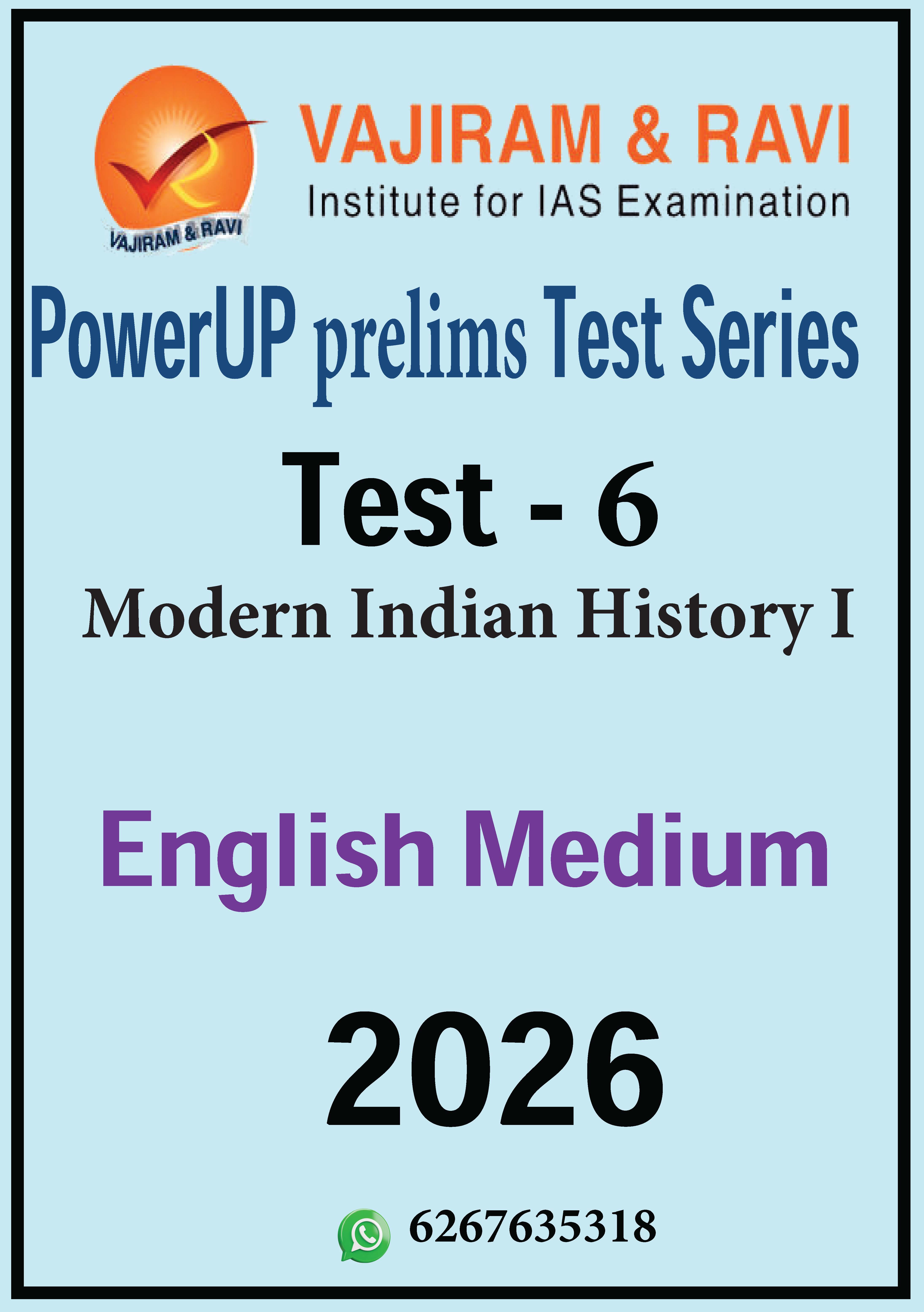 vajiram and ravi test series PowerUp 2026 prelims  TEST - 6