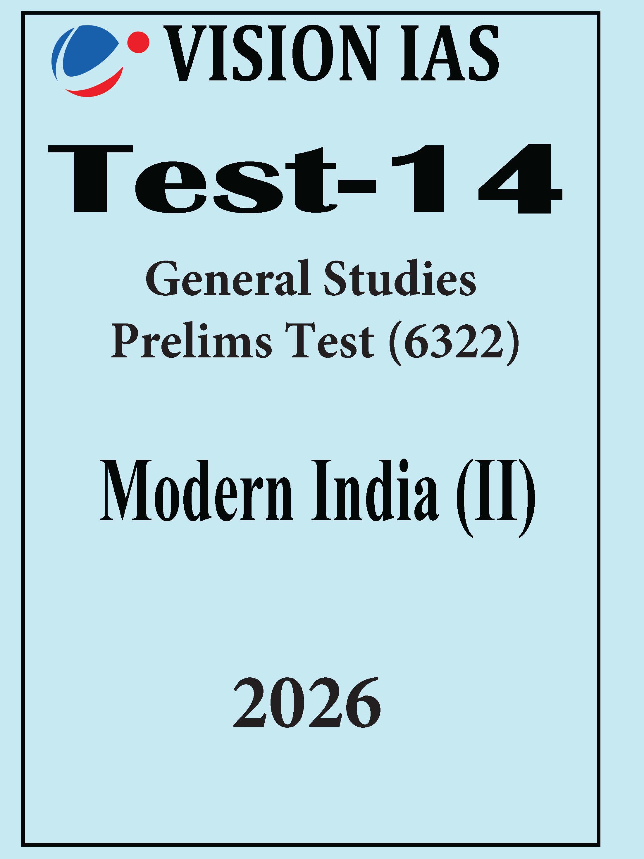 Vision Ias General Studies Prelims Test Series 14 English Medium 2026
