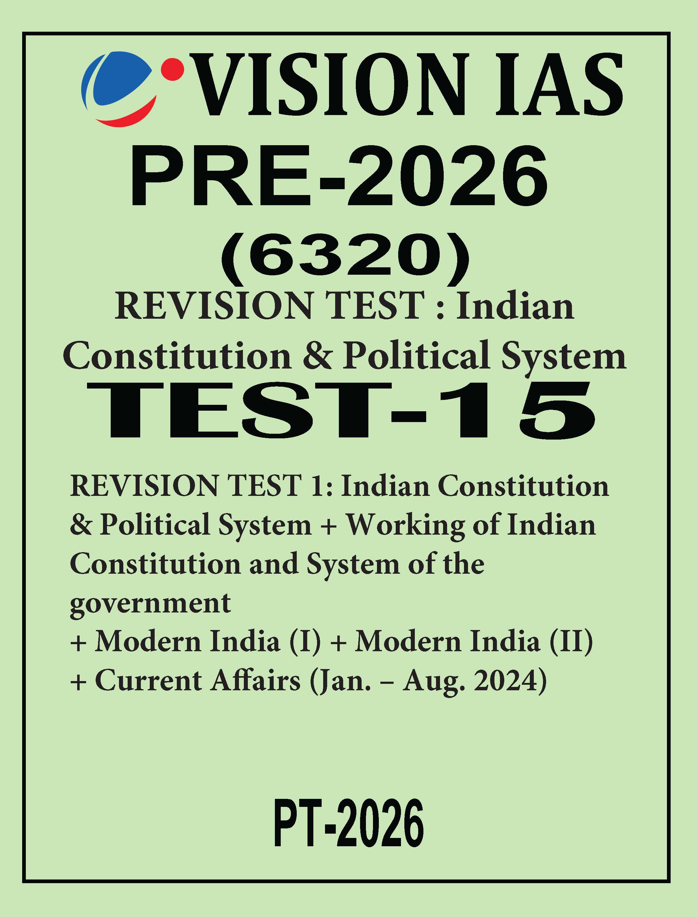 VISION IAS General Studies Prelims 2026 Test 15 With Solution in English medium