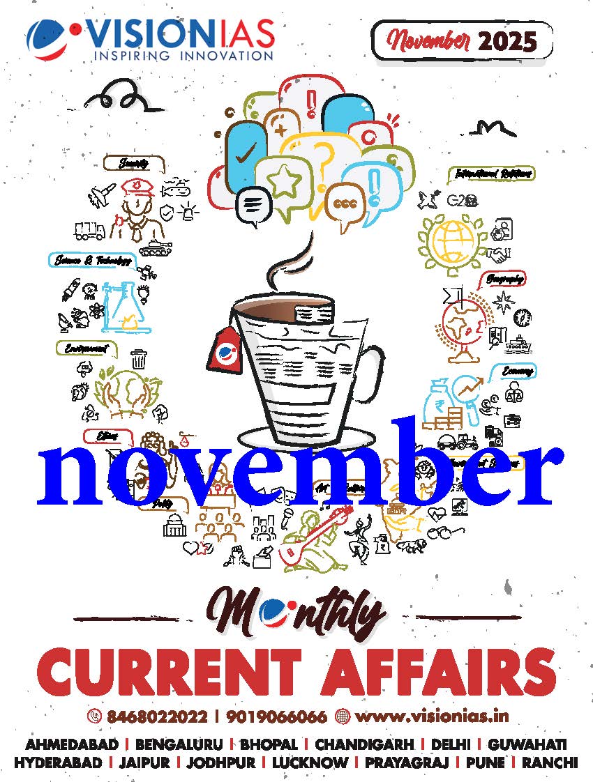 Vision ias current Affairs monthly magazine English medium November 2025, Black and White Print