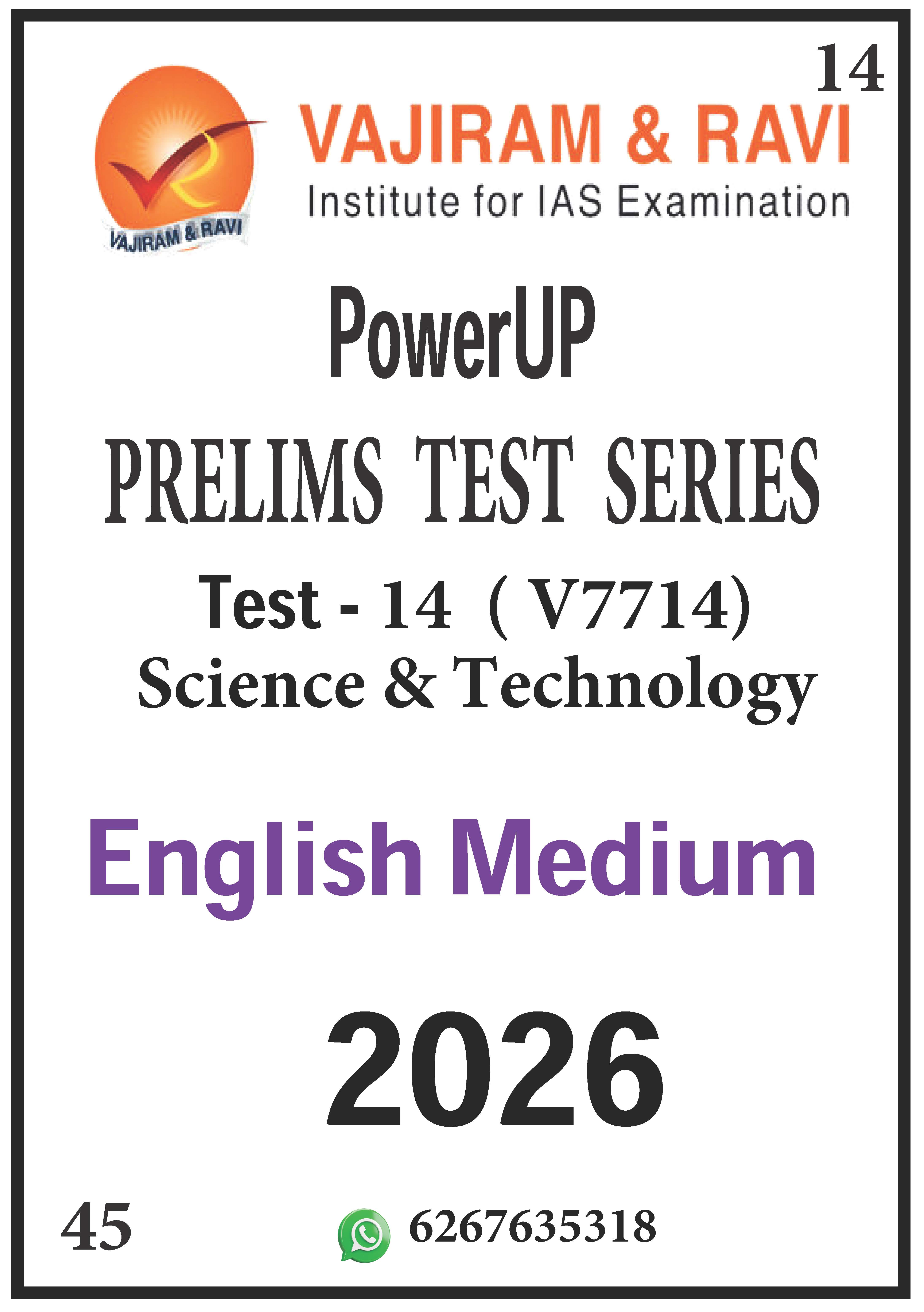 Vajiram and Ravi Test Series Powerup 2026 Prelims Test-14 science and Technology English Medium