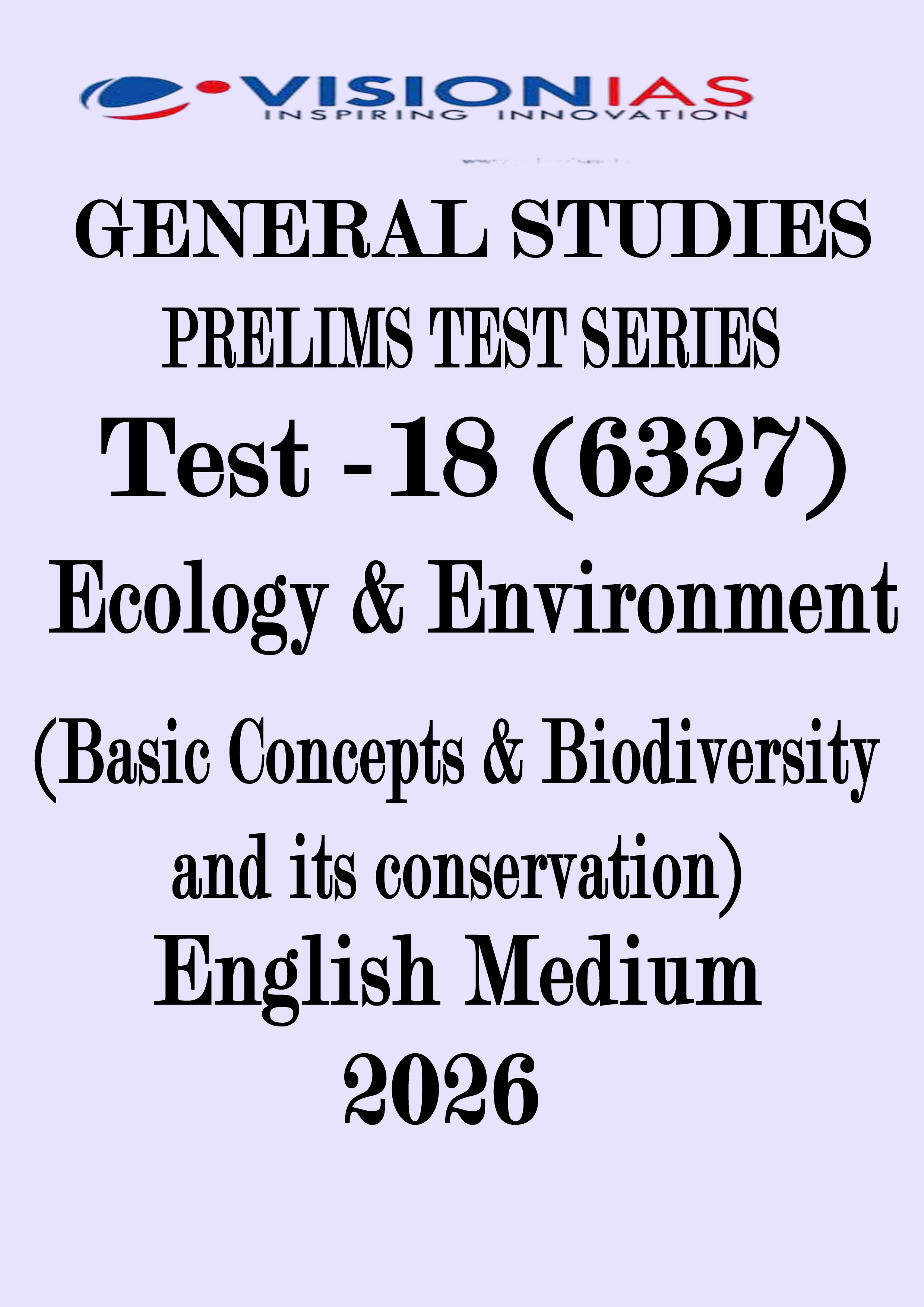 Vision IAS Prelims 2026 Test 18 With Solution PDF [Prelims 2026 Test Series ] English Medium