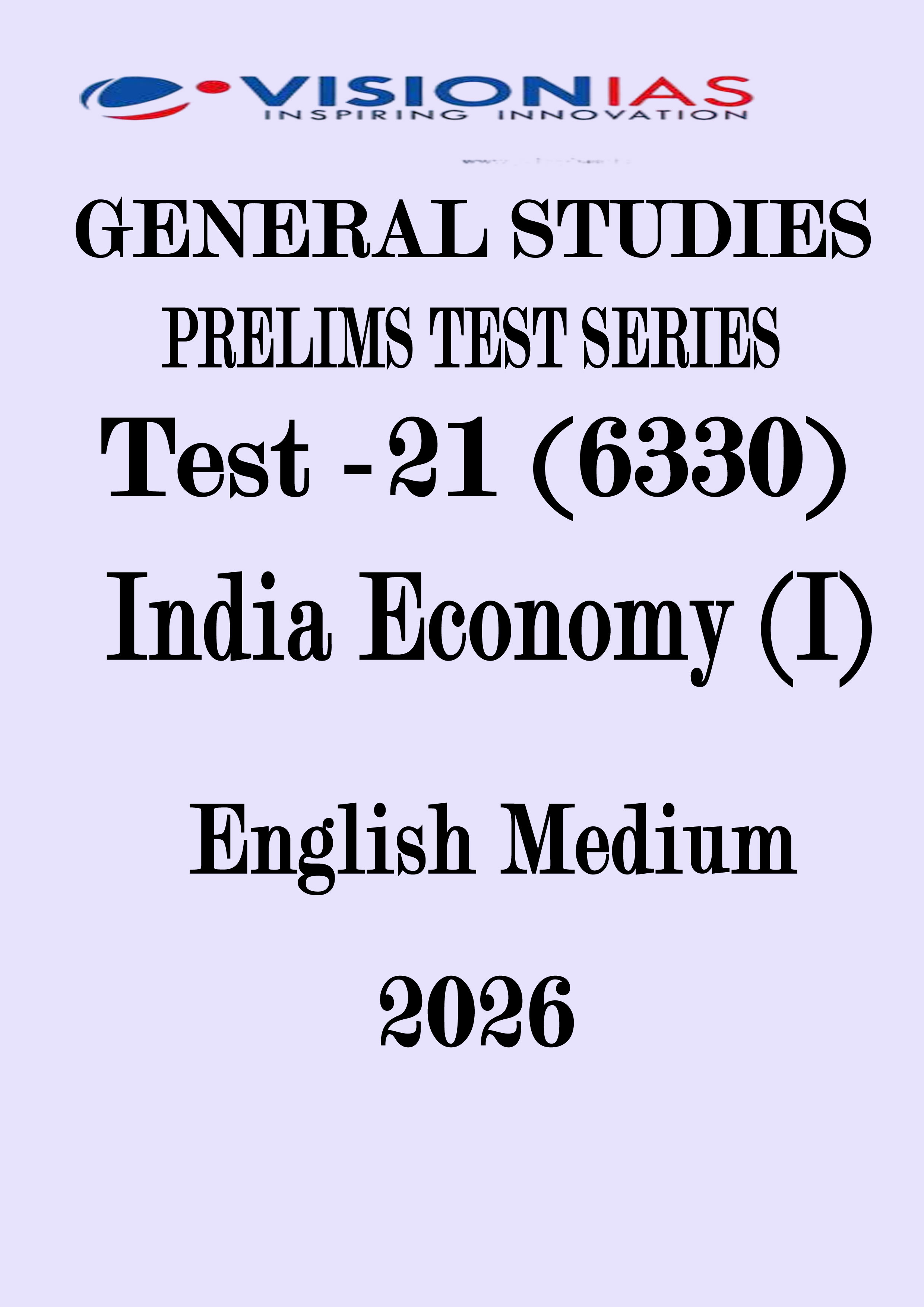 Vision IAS Prelims 2026 Test 21 With Solution PDF [Prelims 2026 Test Series ] English Medium