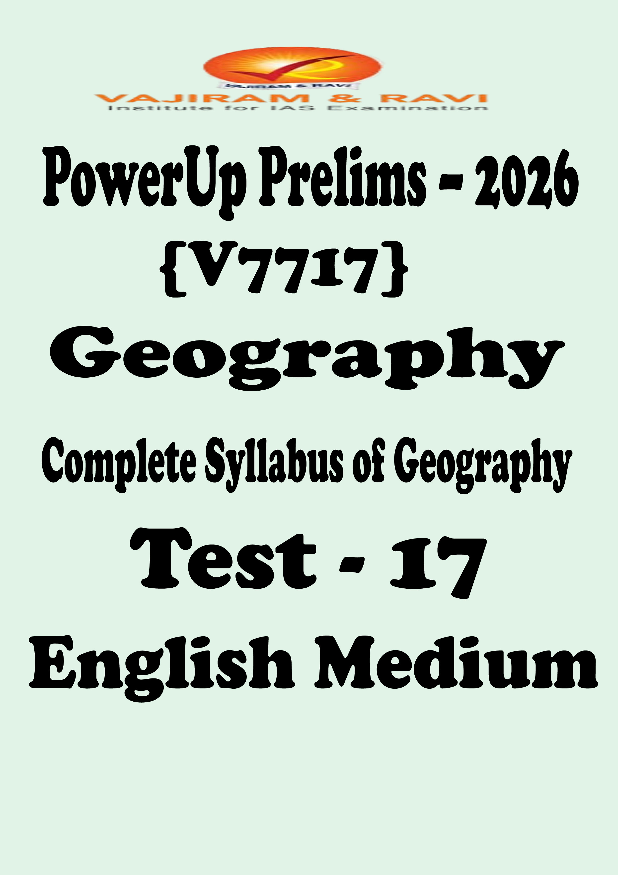 Vajiram and Ravi Test Series Powerup 2026 Prelims Test 17 Geography