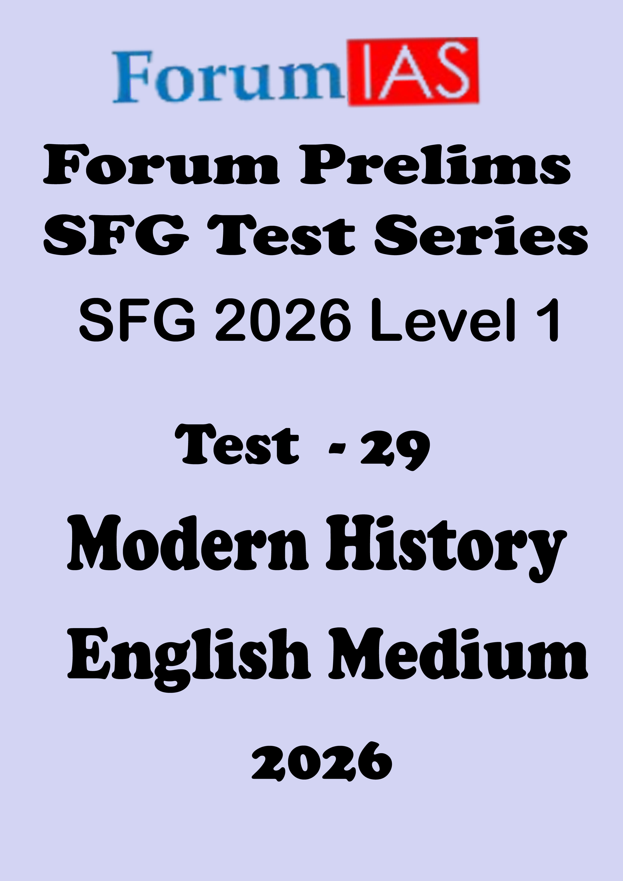Forum Ias SFG Level - 1 Prelims Test - 29 English Medium 2026