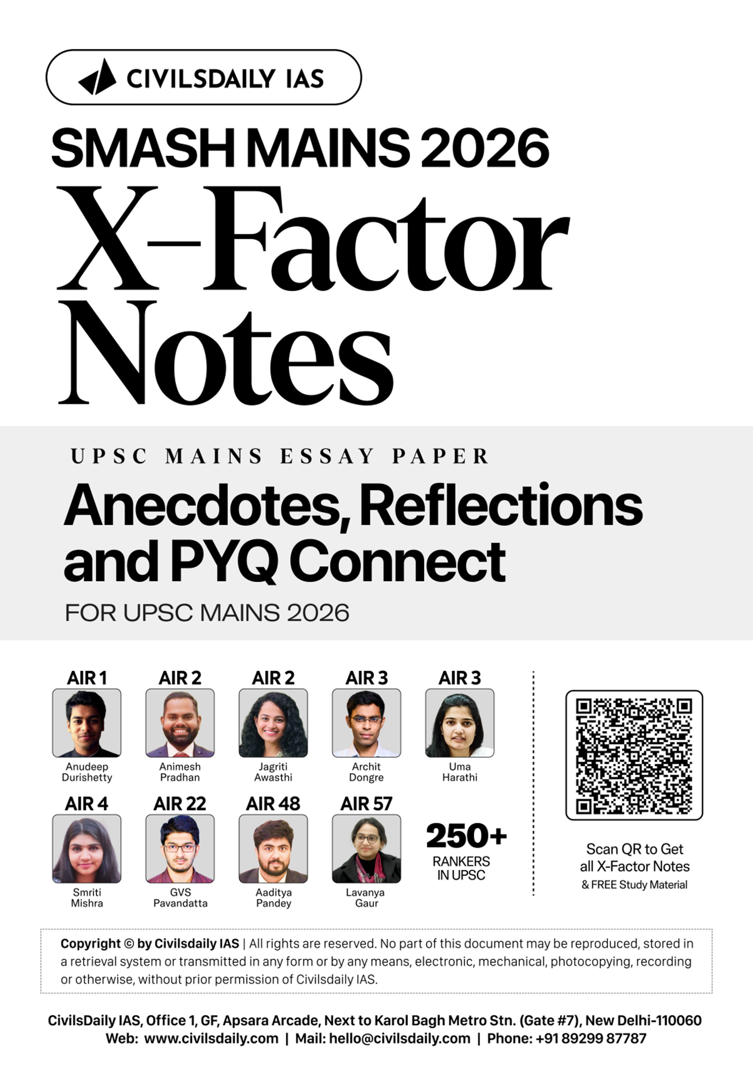 {CivilsDaily} Ias Smash Mains 2026 {X Factor Notes } (Anecdotes, Reflections and PYQ Connect  )English Medium