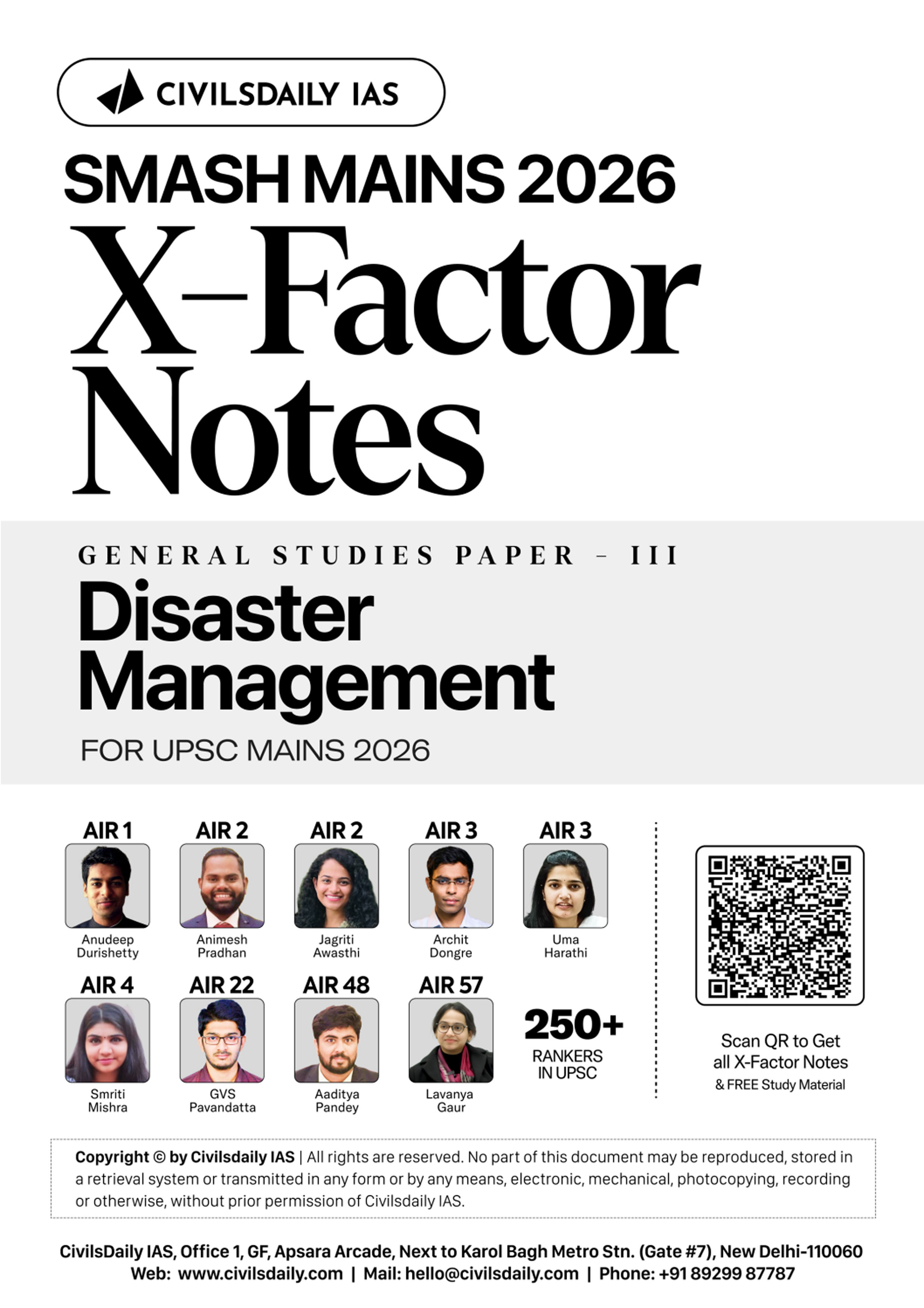 {CivilsDaily} Ias Smash Mains 2026 {X Factor Notes } (Disaster Management )English Medium