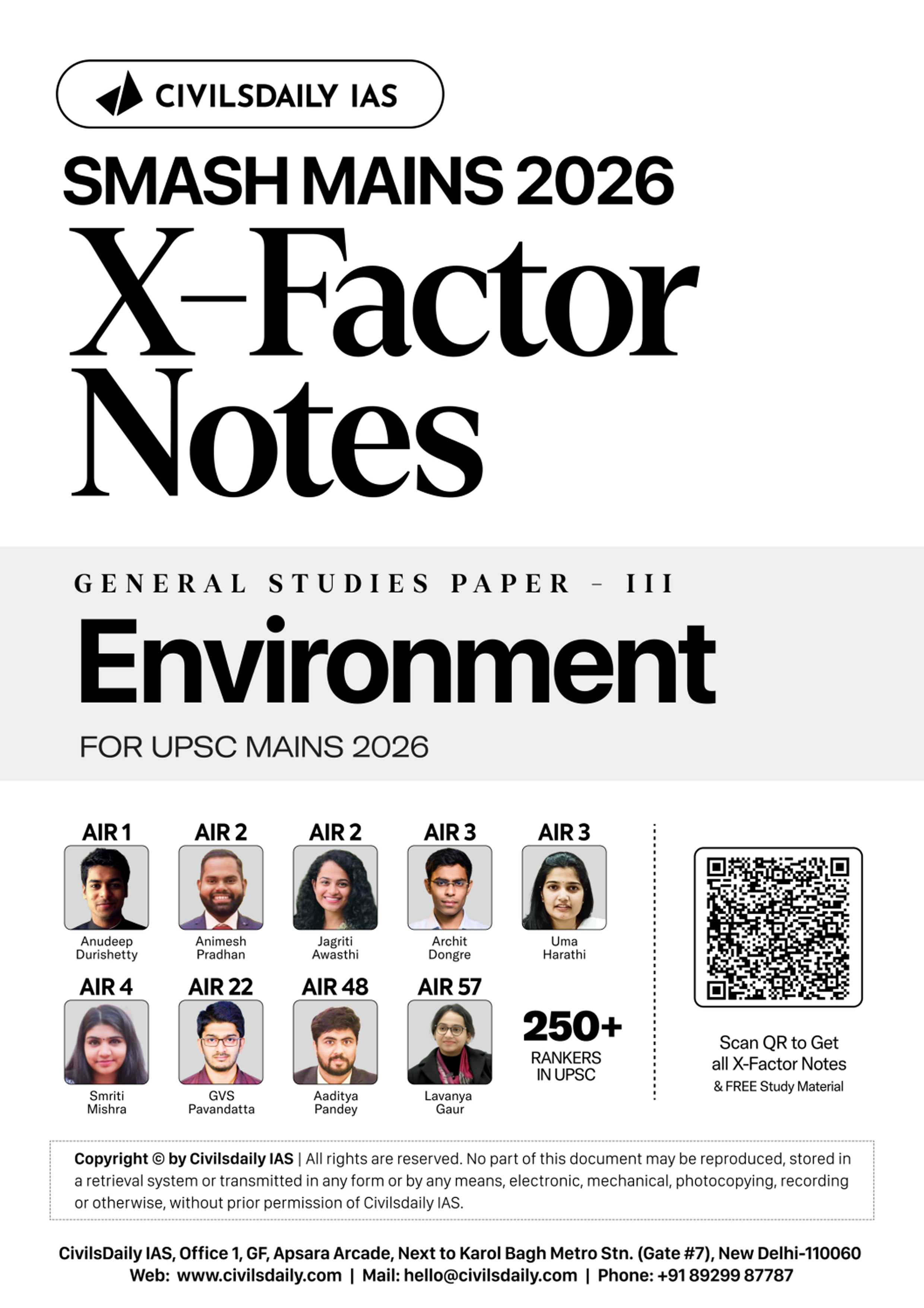 {CivilsDaily} Ias Smash Mains 2026 {X Factor Notes } (Environment)English Medium