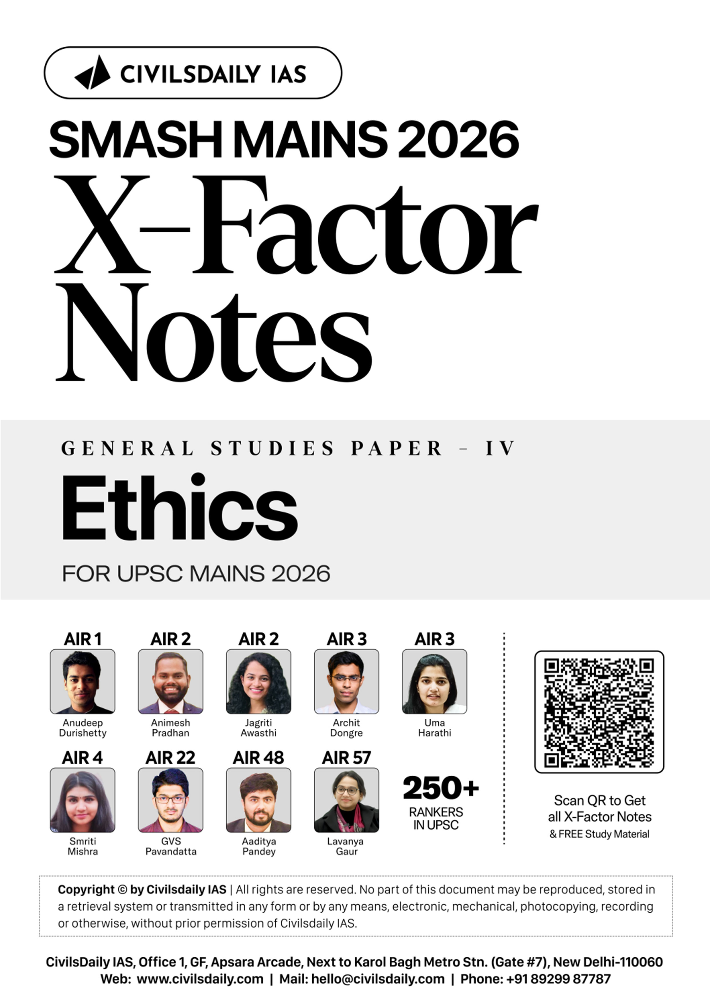 {CivilsDaily} Ias Smash Mains 2026 {X Factor Notes } (Ethics)English Medium