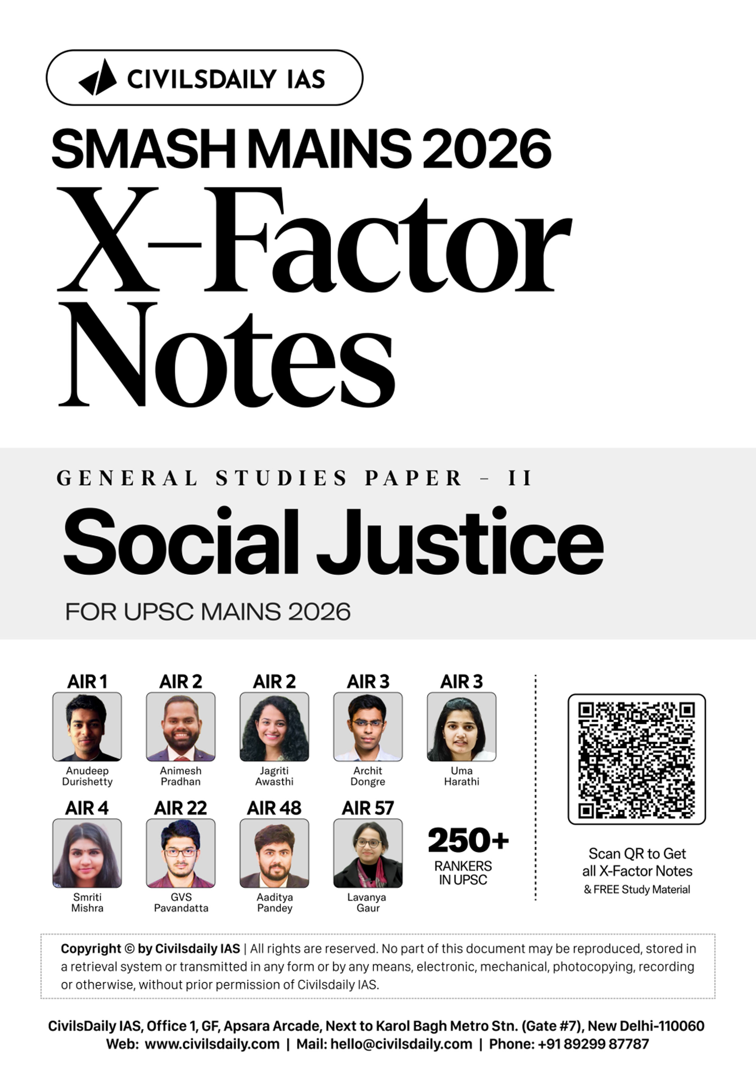 {CivilsDaily} Ias Smash Mains 2026 {X Factor Notes } (Social Justice)English Medium