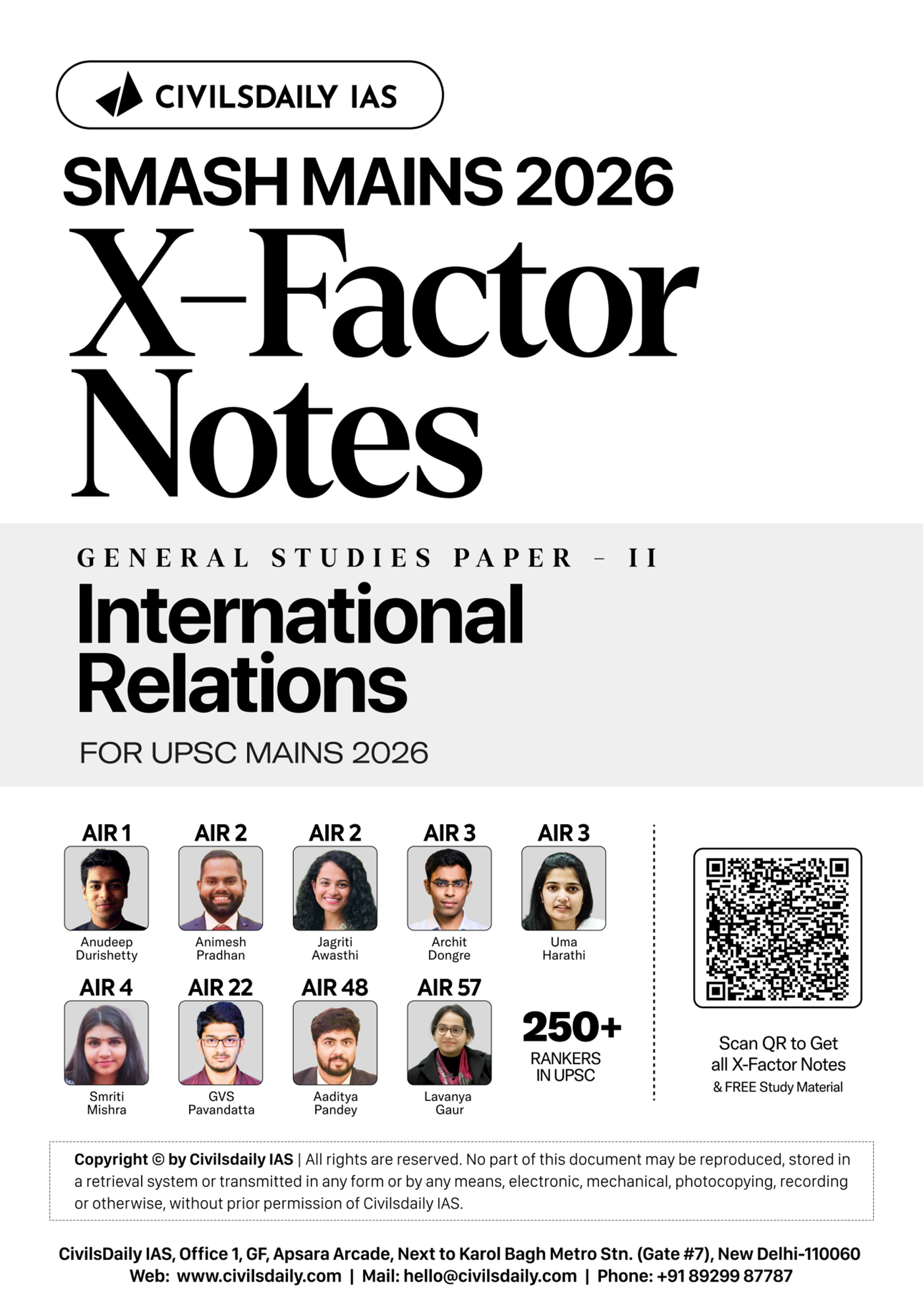 {CivilsDaily} Ias Smash Mains 2026 {X Factor Notes } (International Relations) English Medium