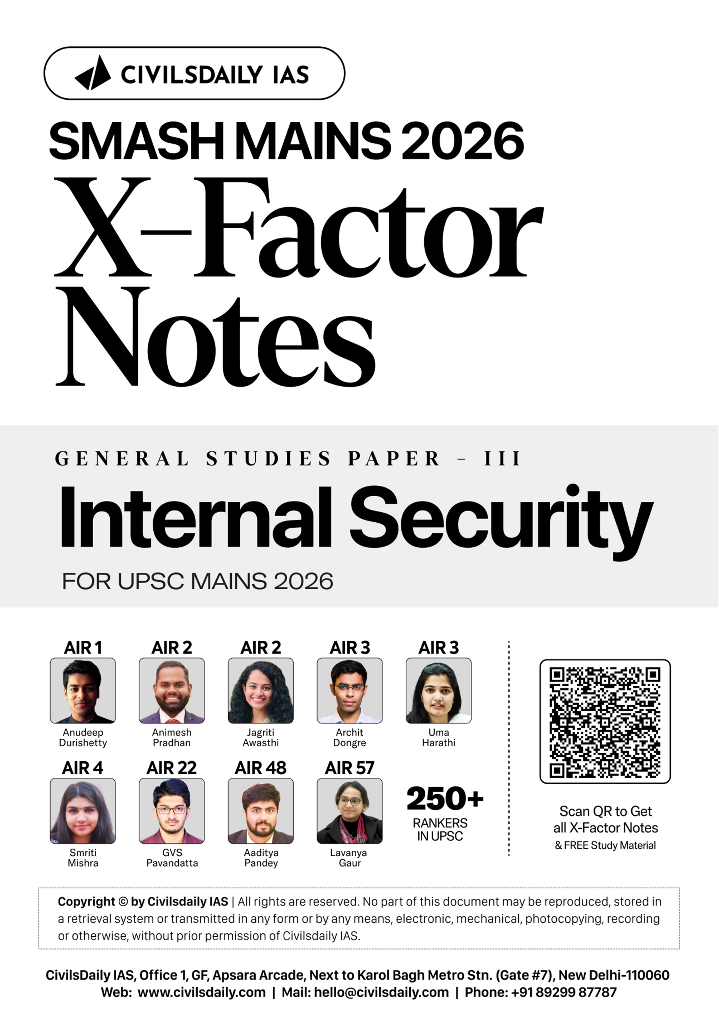 {CivilsDaily} Ias Smash Mains 2026 {X Factor Notes } (Internal Security) English Medium
