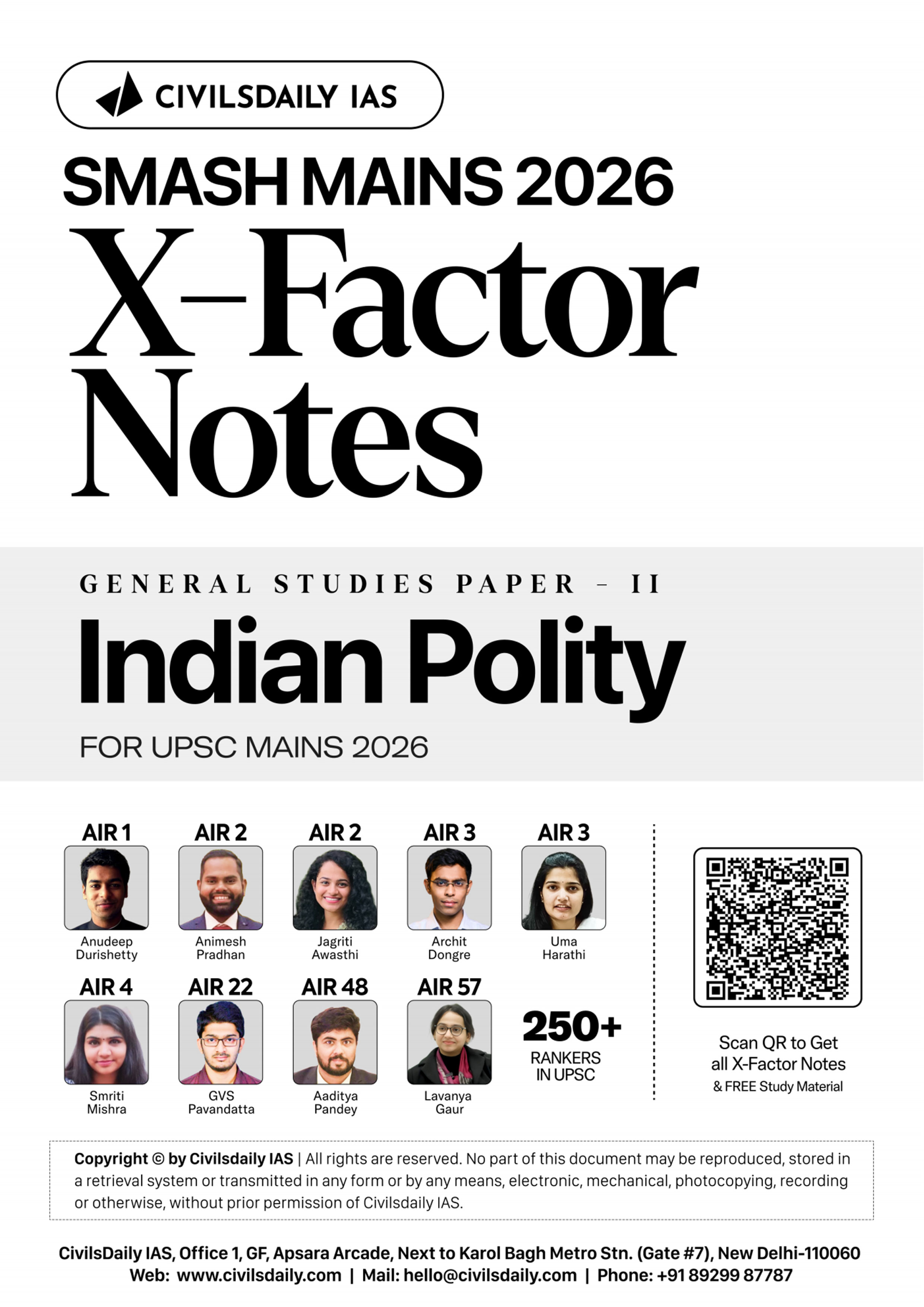 {CivilsDaily} Ias Smash Mains 2026 {X Factor Notes } (Indian Polity) English Medium