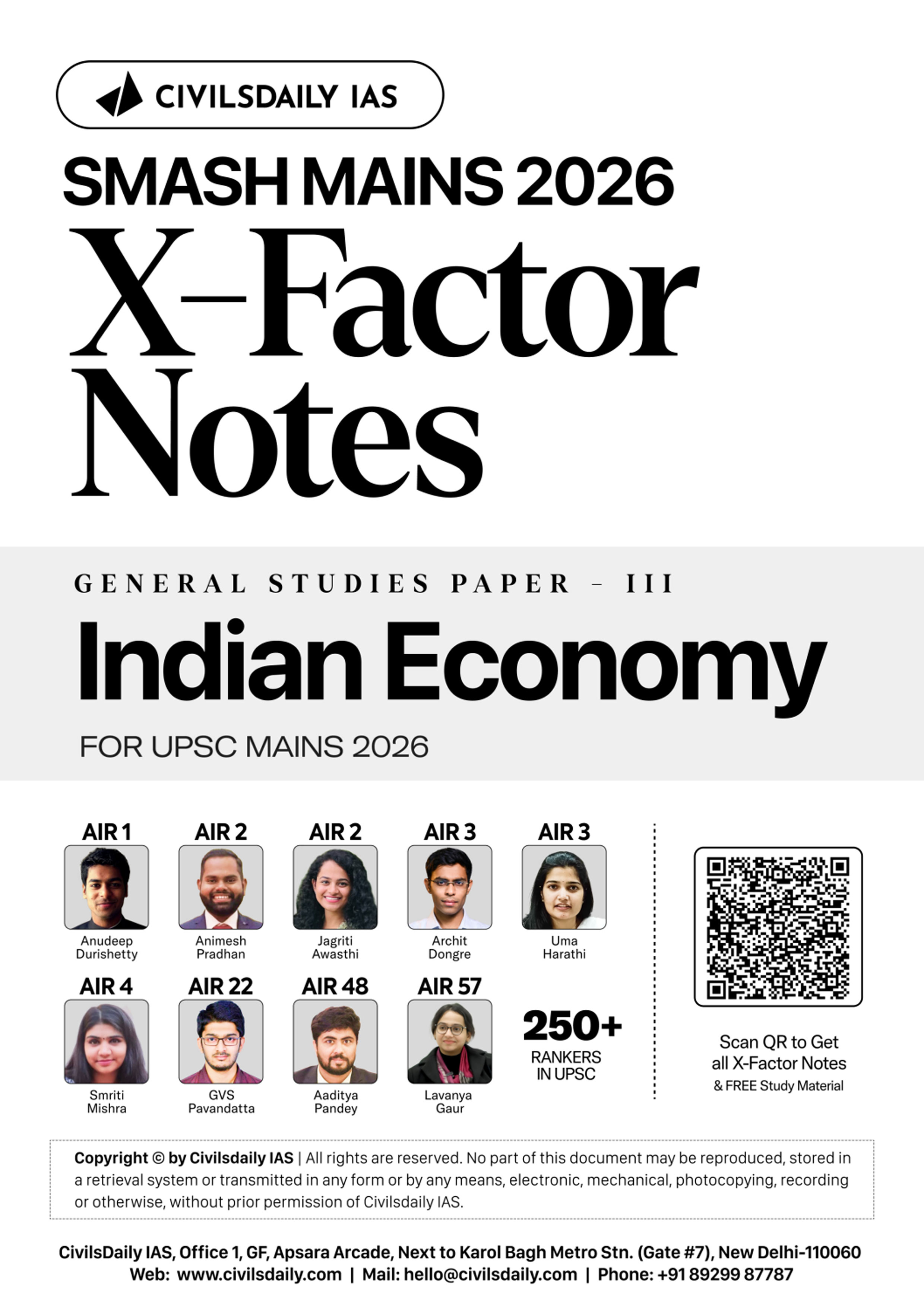 {CivilsDaily} Ias Smash Mains 2026 {X Factor Notes } (Indian Economy) English Medium