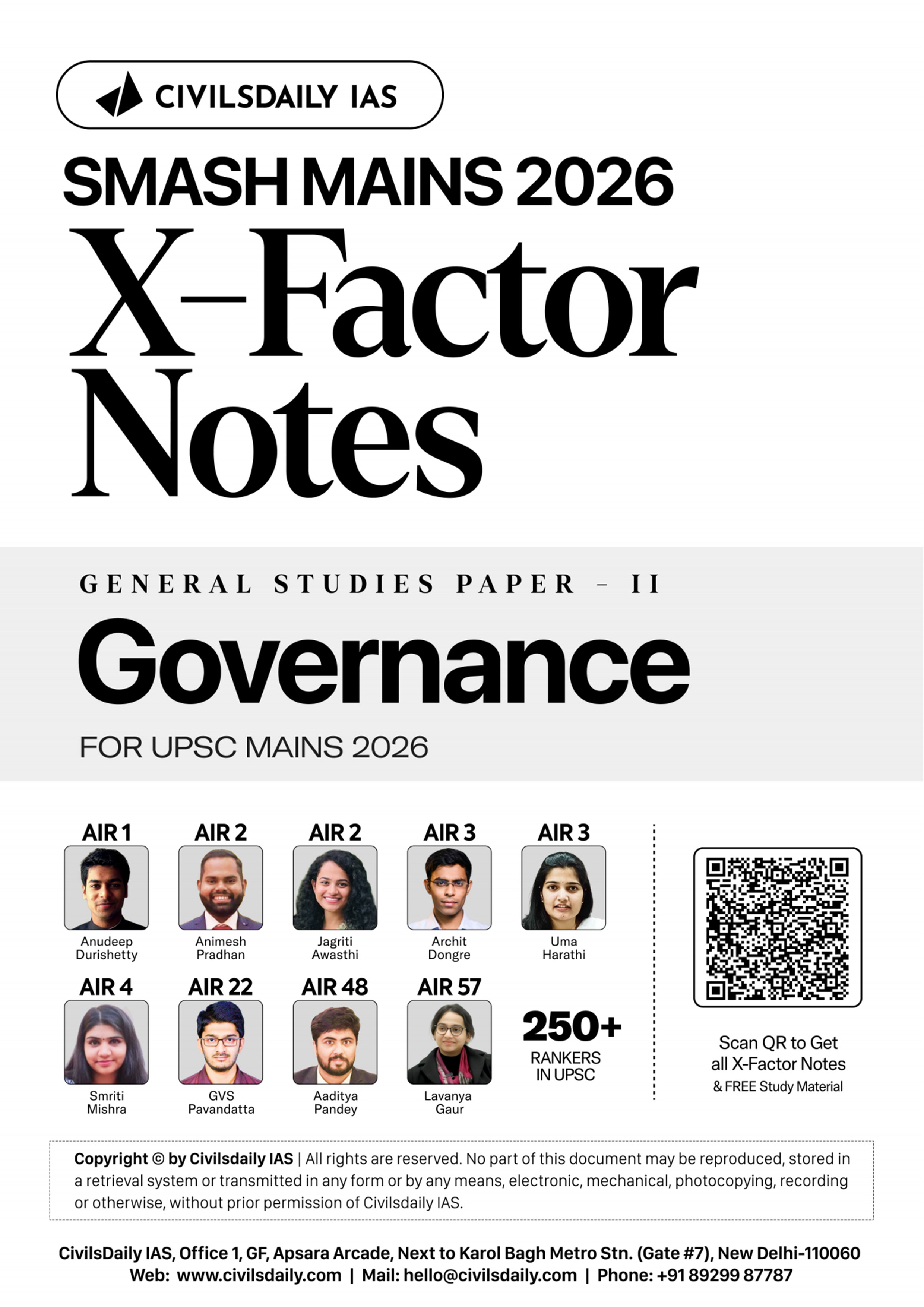 {CivilsDaily} Ias Smash Mains 2026 {X Factor Notes } (Governance) English Medium