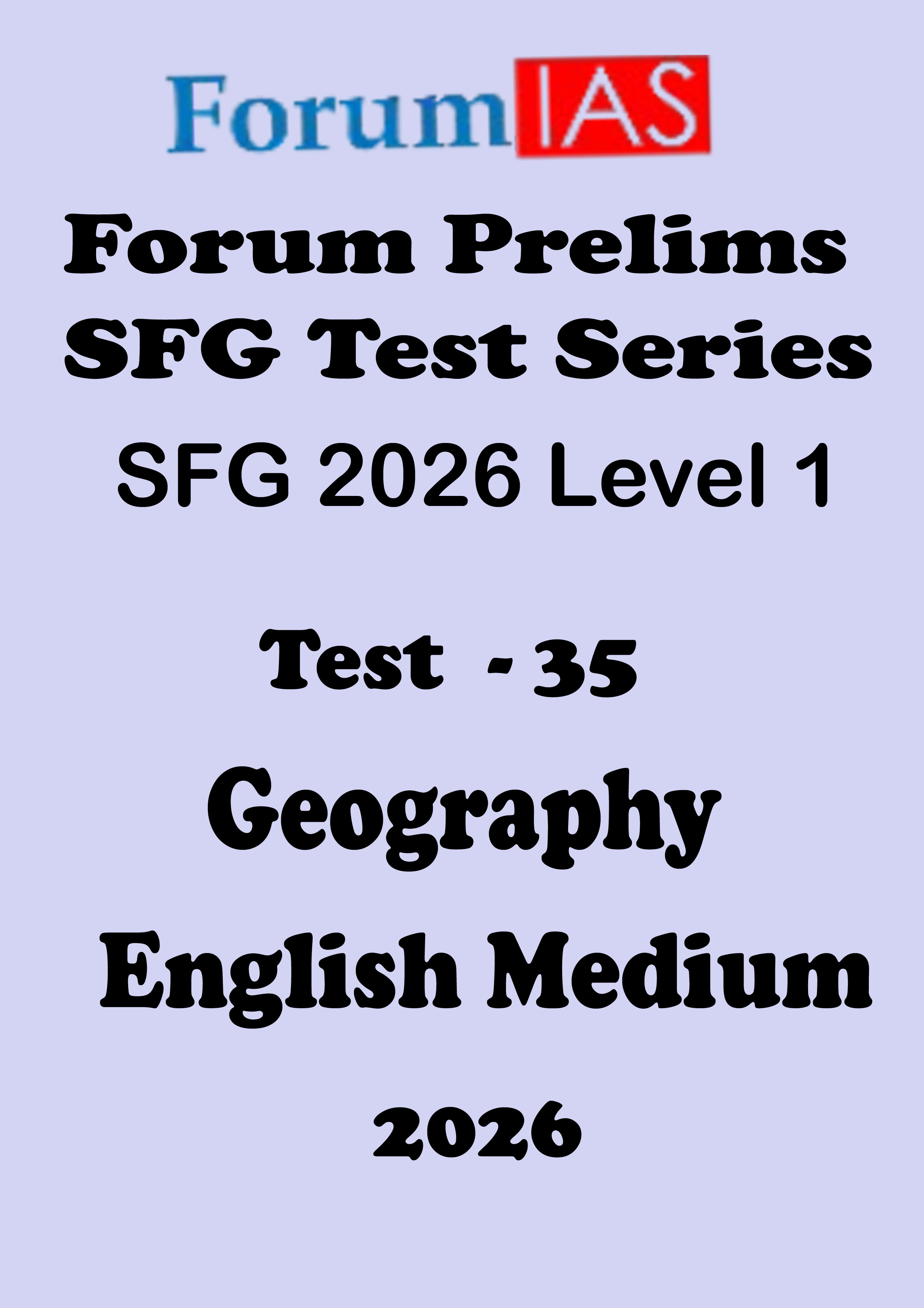Forum Ias SFG Level - 1 Prelims Test - 35 English Medium 2026