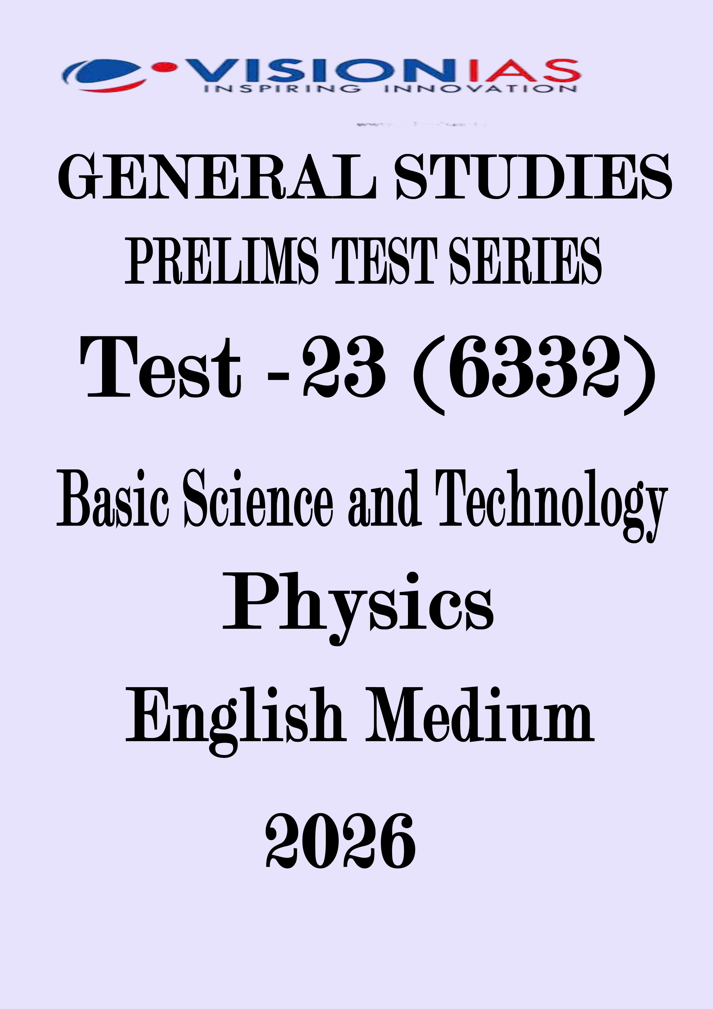 Vision IAS Prelims 2026 Test 23 With Solution PDF [Prelims 2026 Test Series ] English Medium