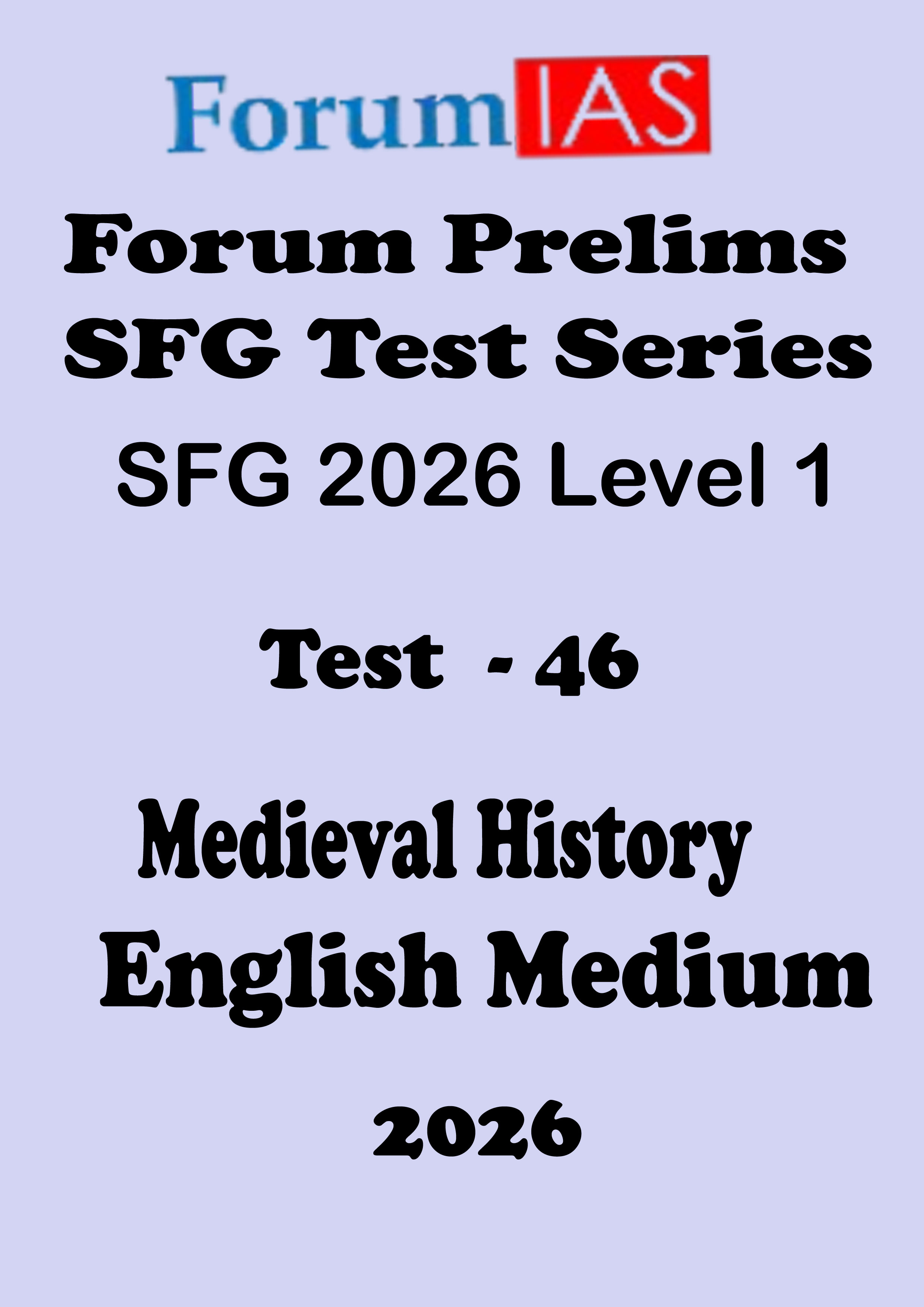 Forum Ias SFG Level - 1 Prelims Test - 46 English Medium 2026