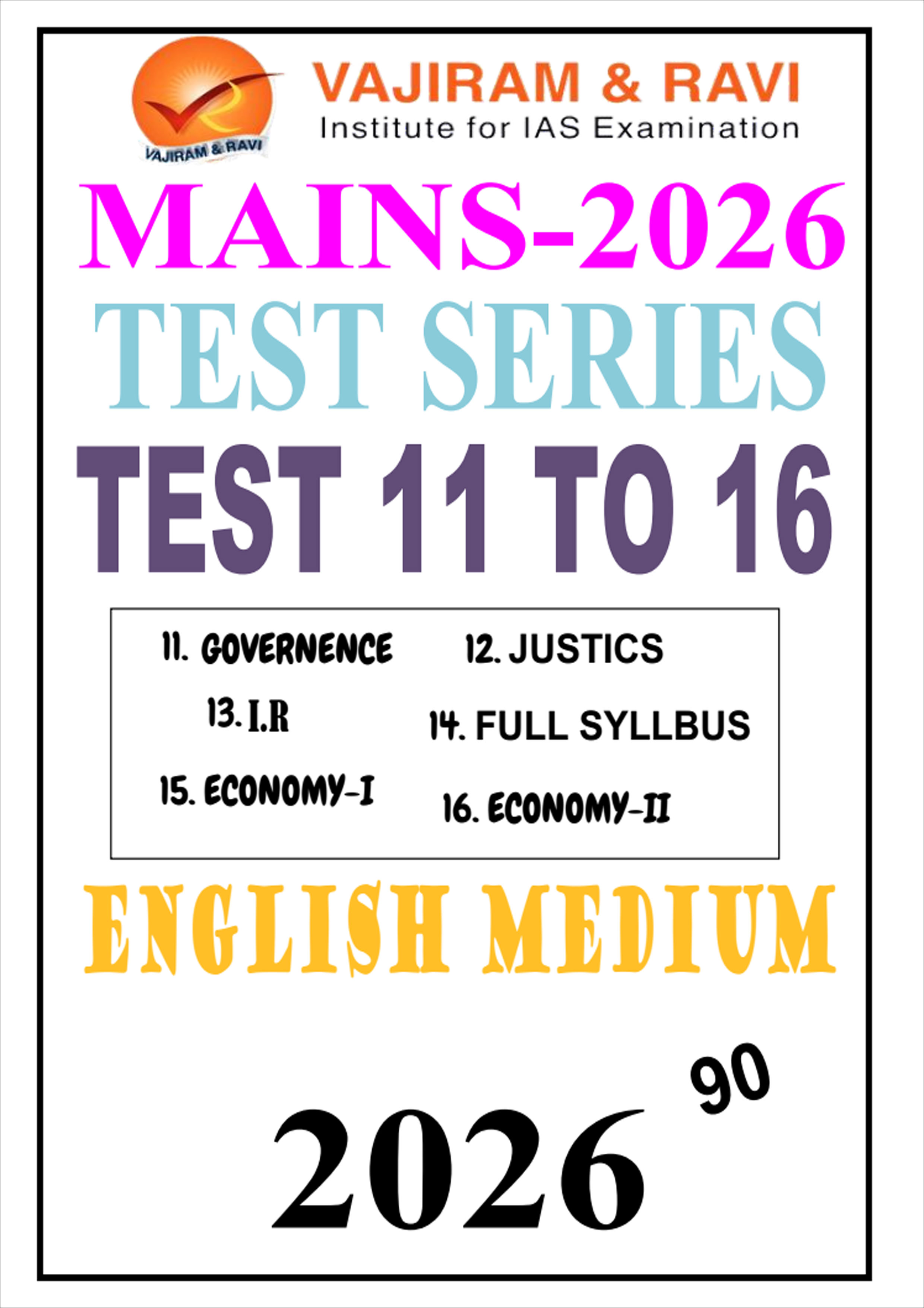Vajiram Mains Test Series 11 to 16 English Medium 2026