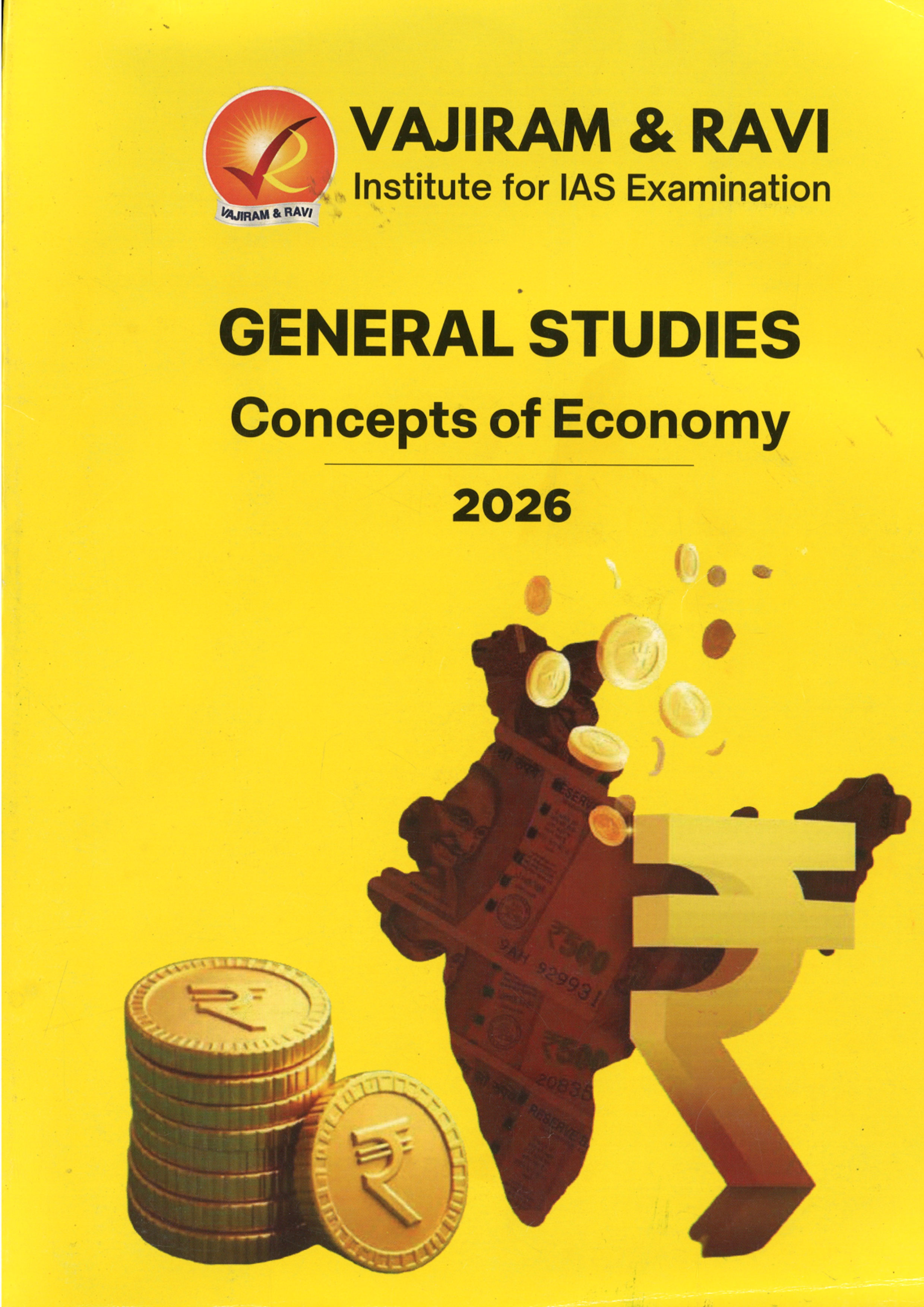 Vajiram & Ravi General Studies Yellow Book Concepts of Economy Black and White Printed Notes English Medium 2026