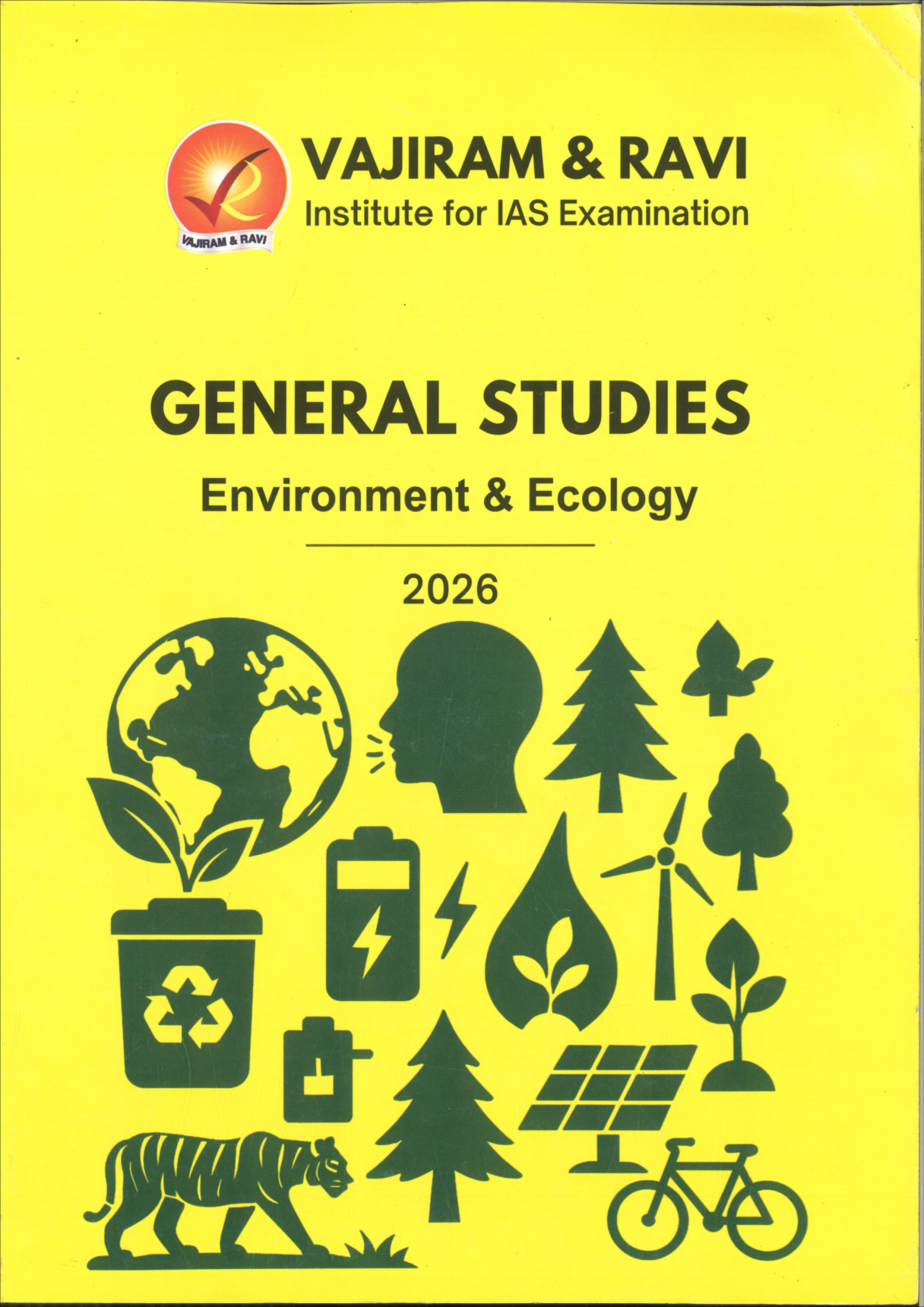 Vajiram & Ravi General Studies Yellow Book Environment and Ecology Black and White Printed Notes English Medium 2026