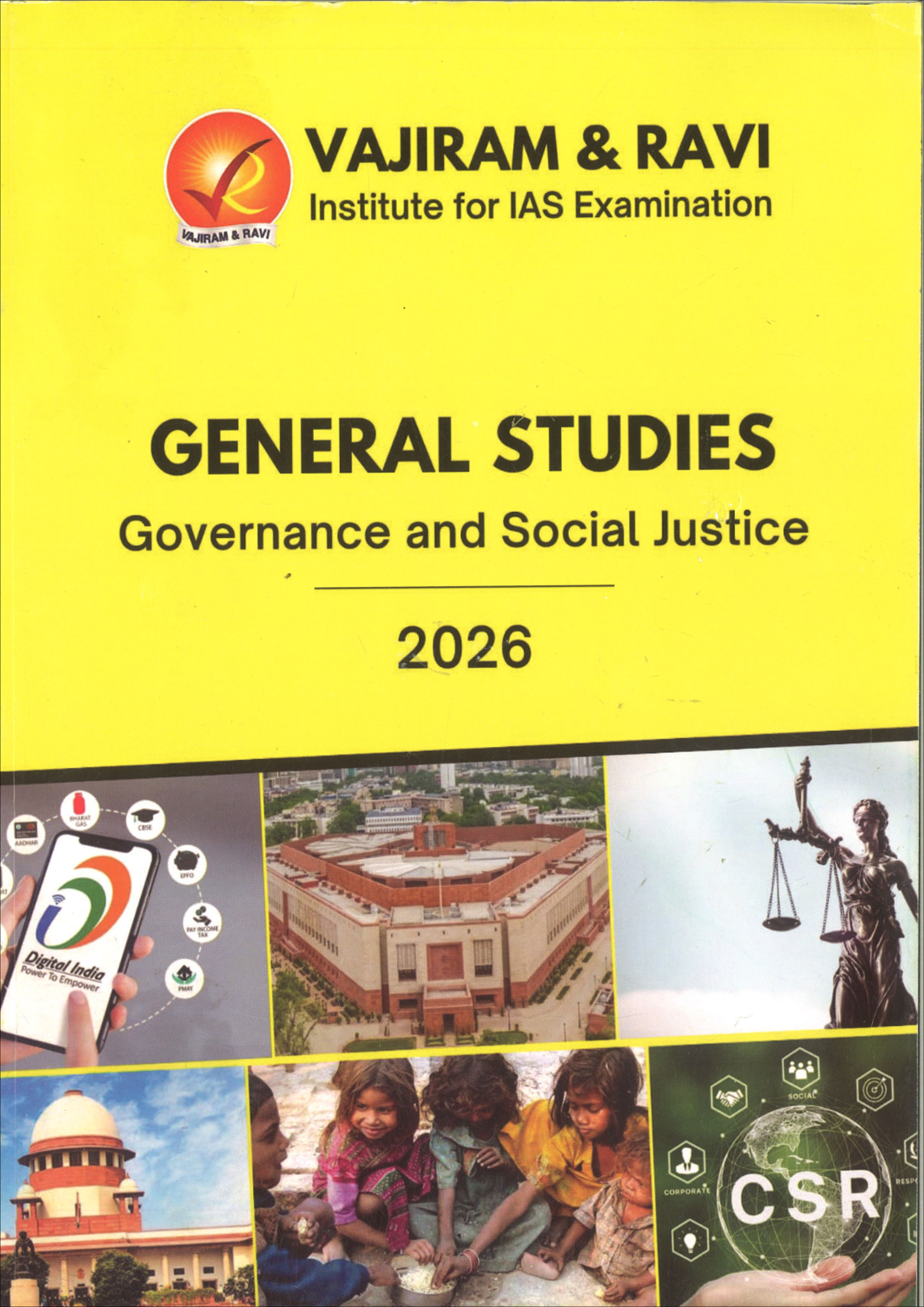 Vajiram & Ravi General Studies Yellow Book Governance and Social Justice Black and White Printed Notes English Medium 2026