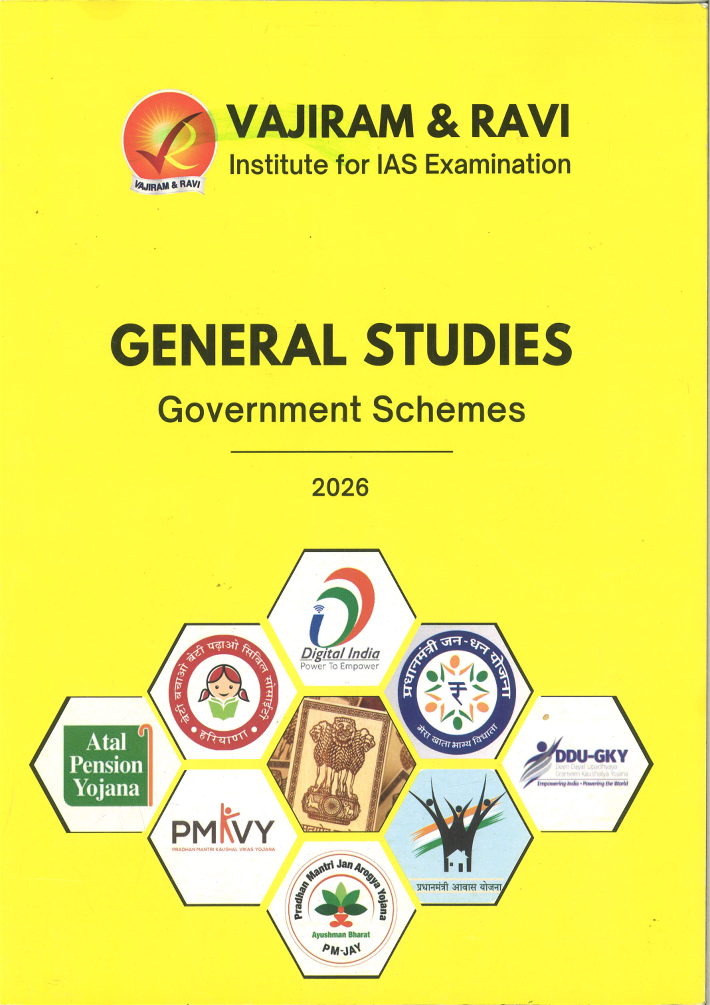 Vajiram & Ravi General Studies Yellow Book Goverment Schemes Black and White Printed Notes English Medium 2026