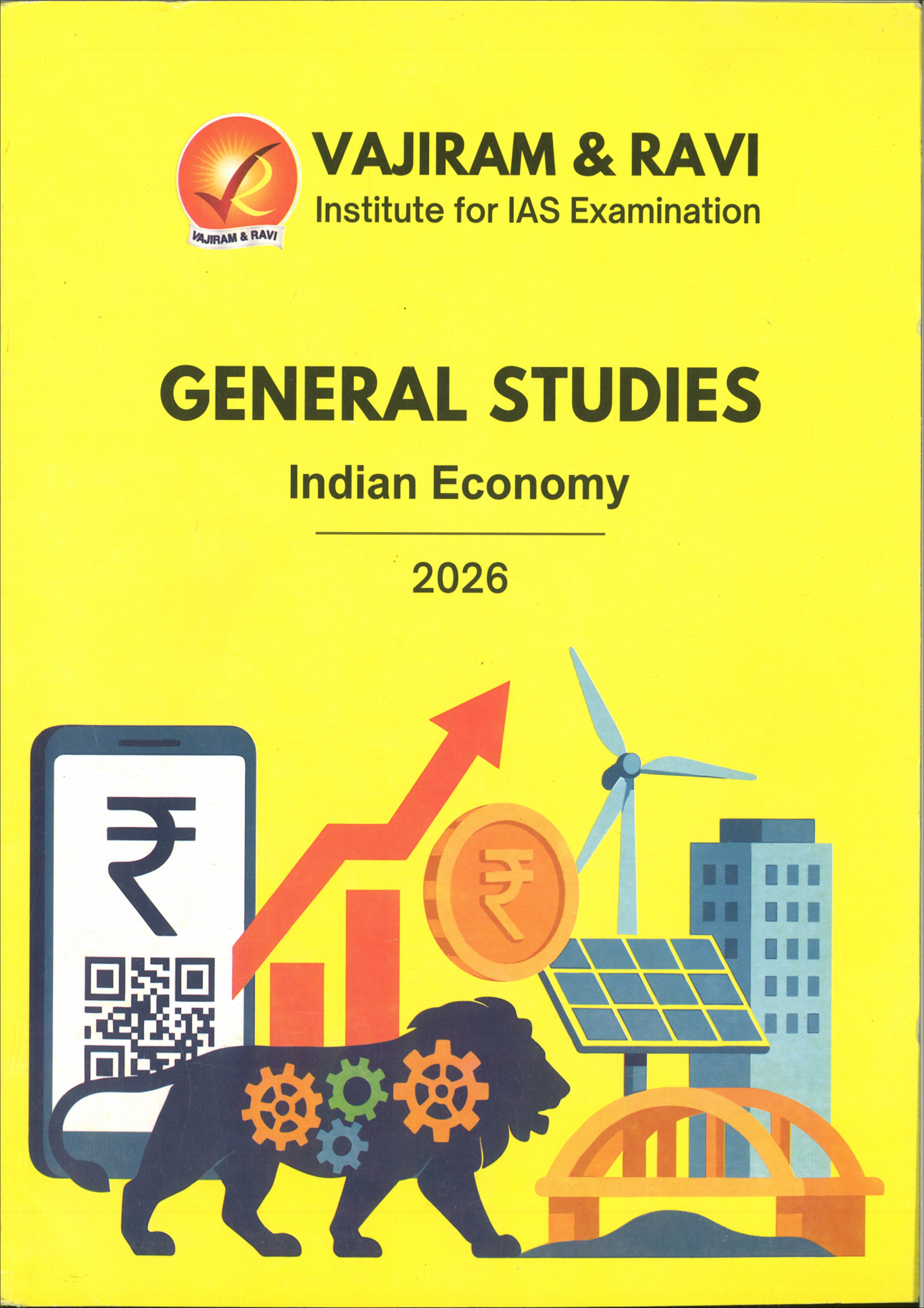 Vajiram & Ravi General Studies Yellow Book Indian Economy Black and White Printed Notes English Medium 2026