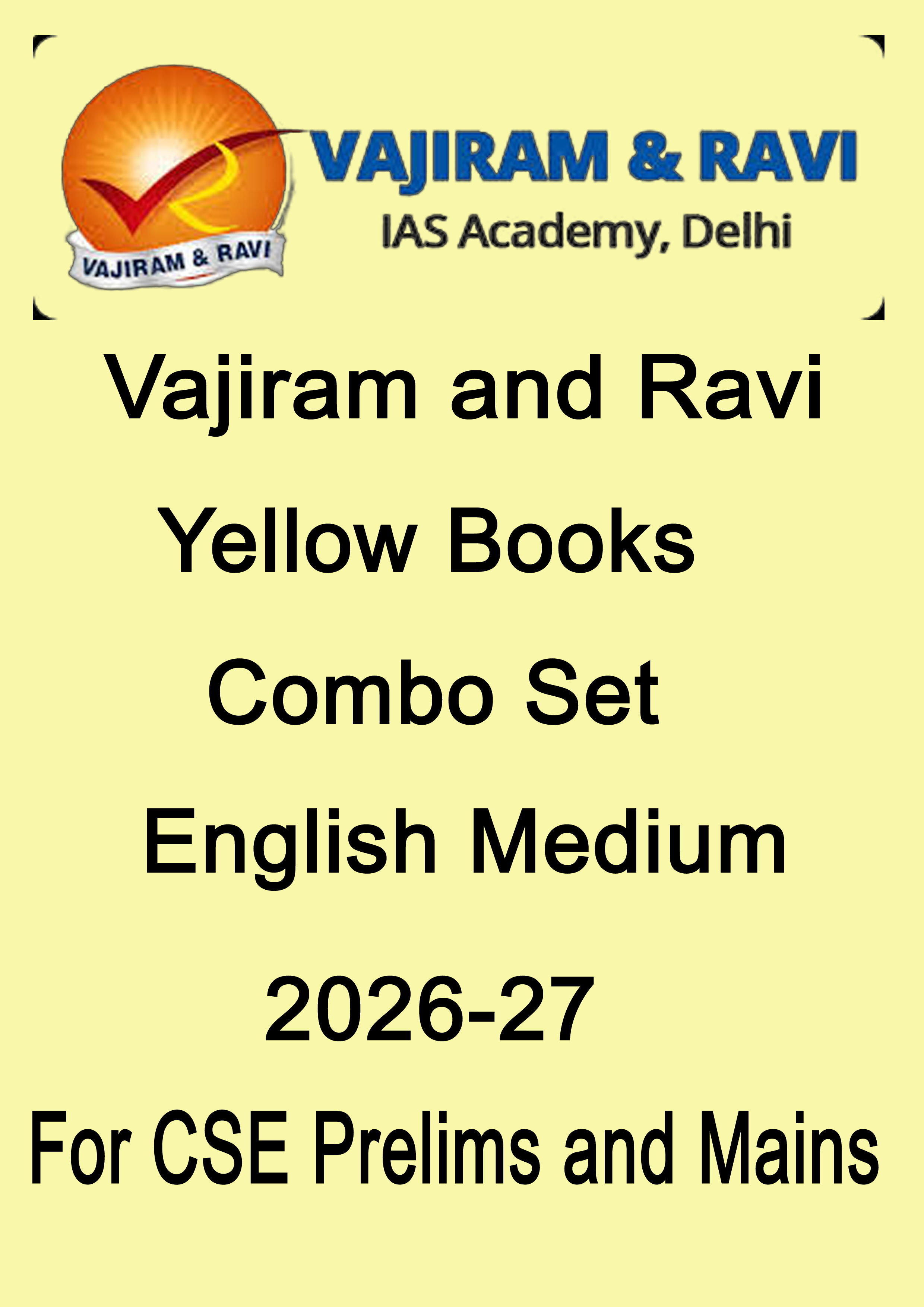 Vajiram and Ravi Notes UPSC CSE 2026-27 Yellow Books Combo Set GS Notes for CSE Prelims and Mains English Medium